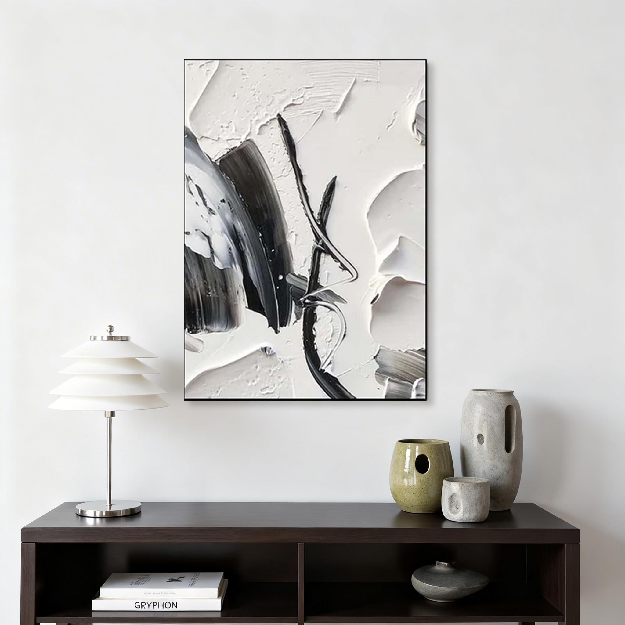 Black and White Abstract Canvas Wall Art #CP009
