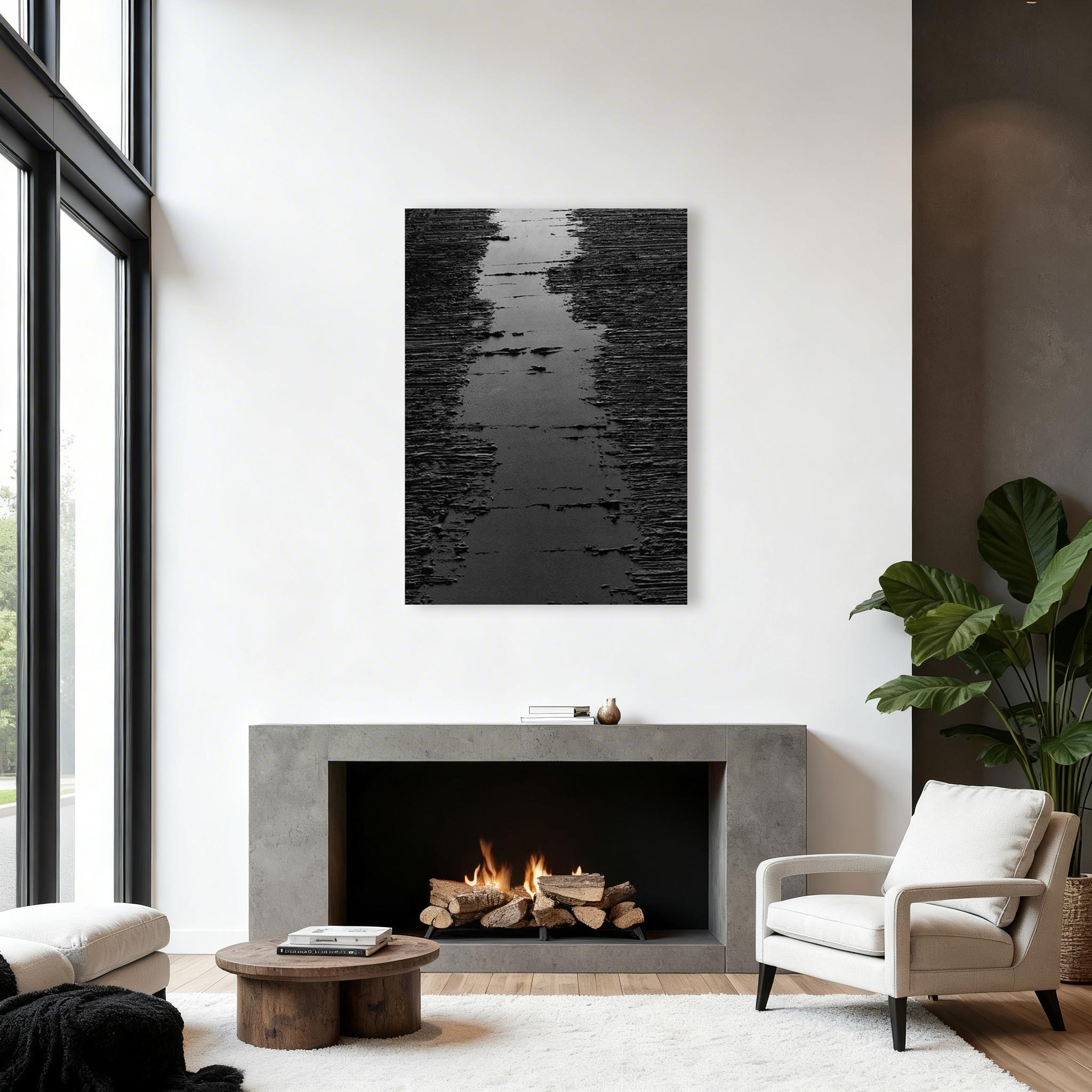 Black and White Minimalist Abstract Wall Art #MA019