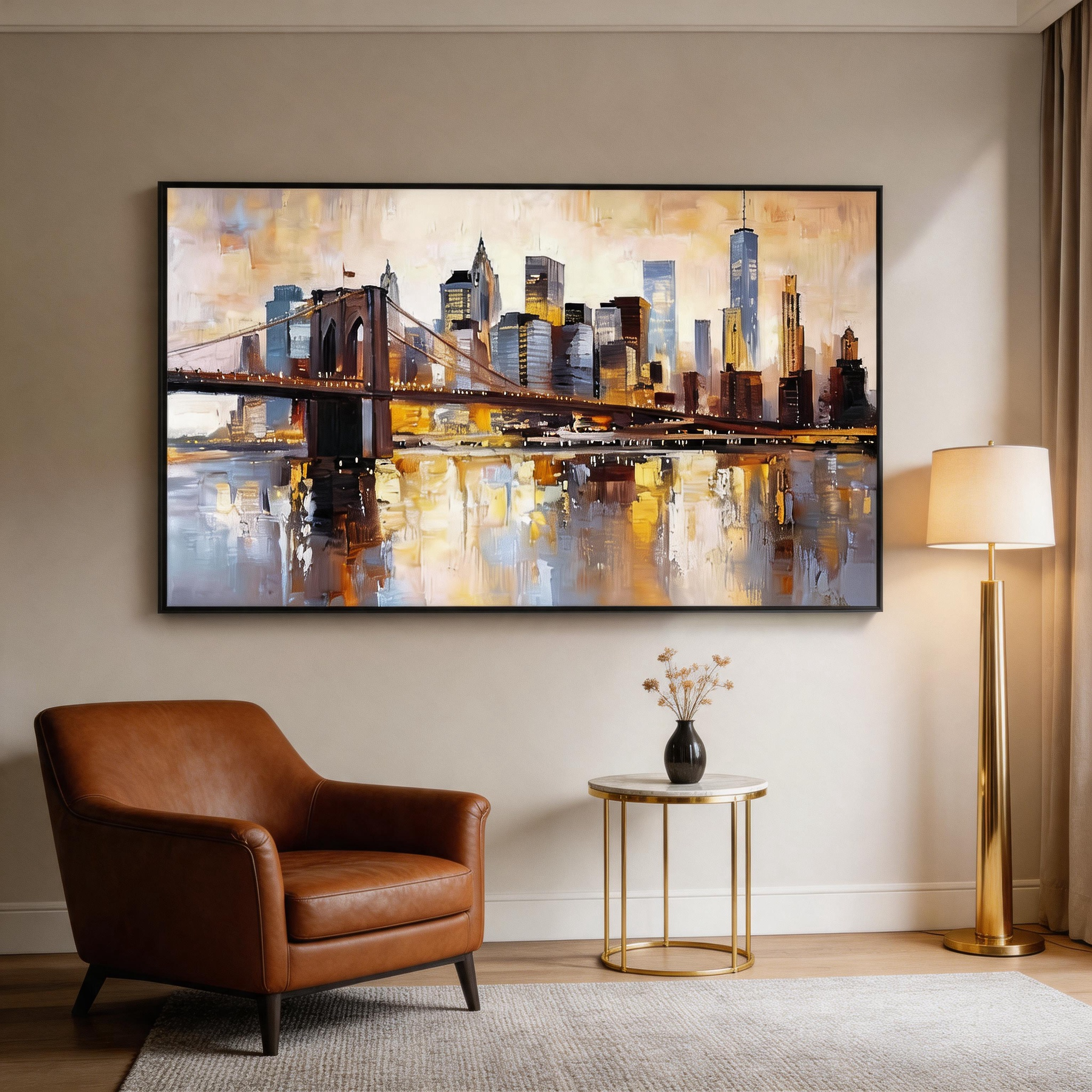 Abstract Cityscape Wall Art for Modern Luxury Living Room Decor #ML001
