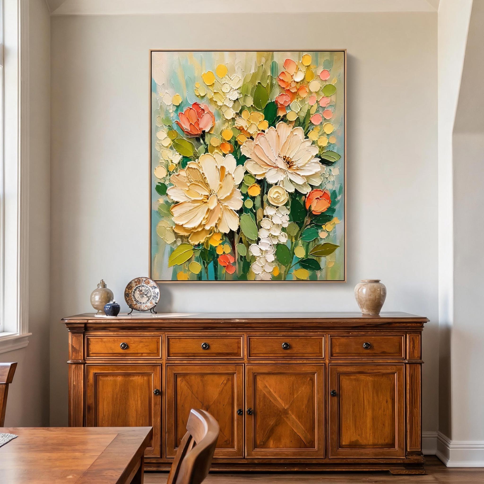 Cream Floral Bouquet Wall Art #FL039