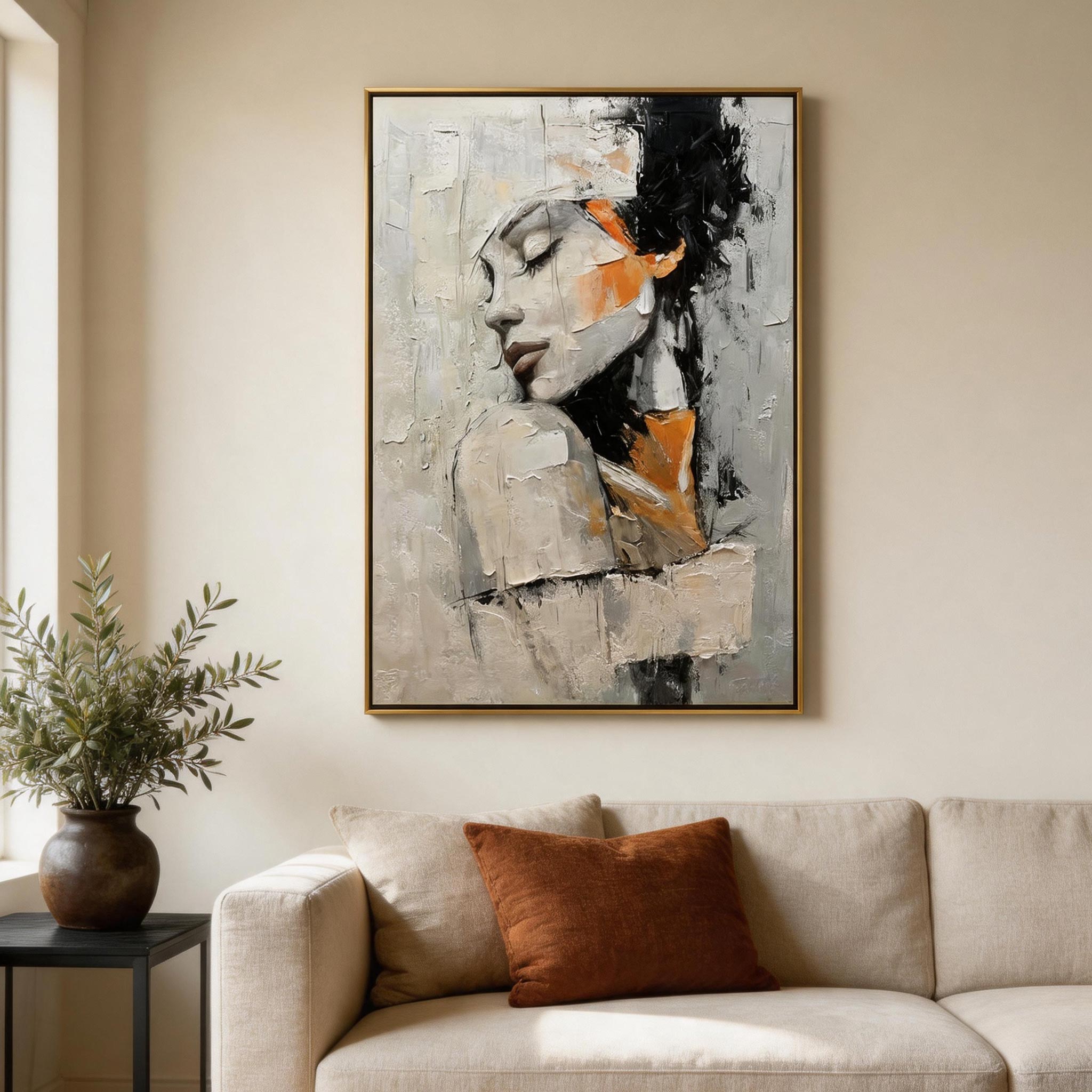 Neutral Portrait | Abstract Textured Wall Art #AB022