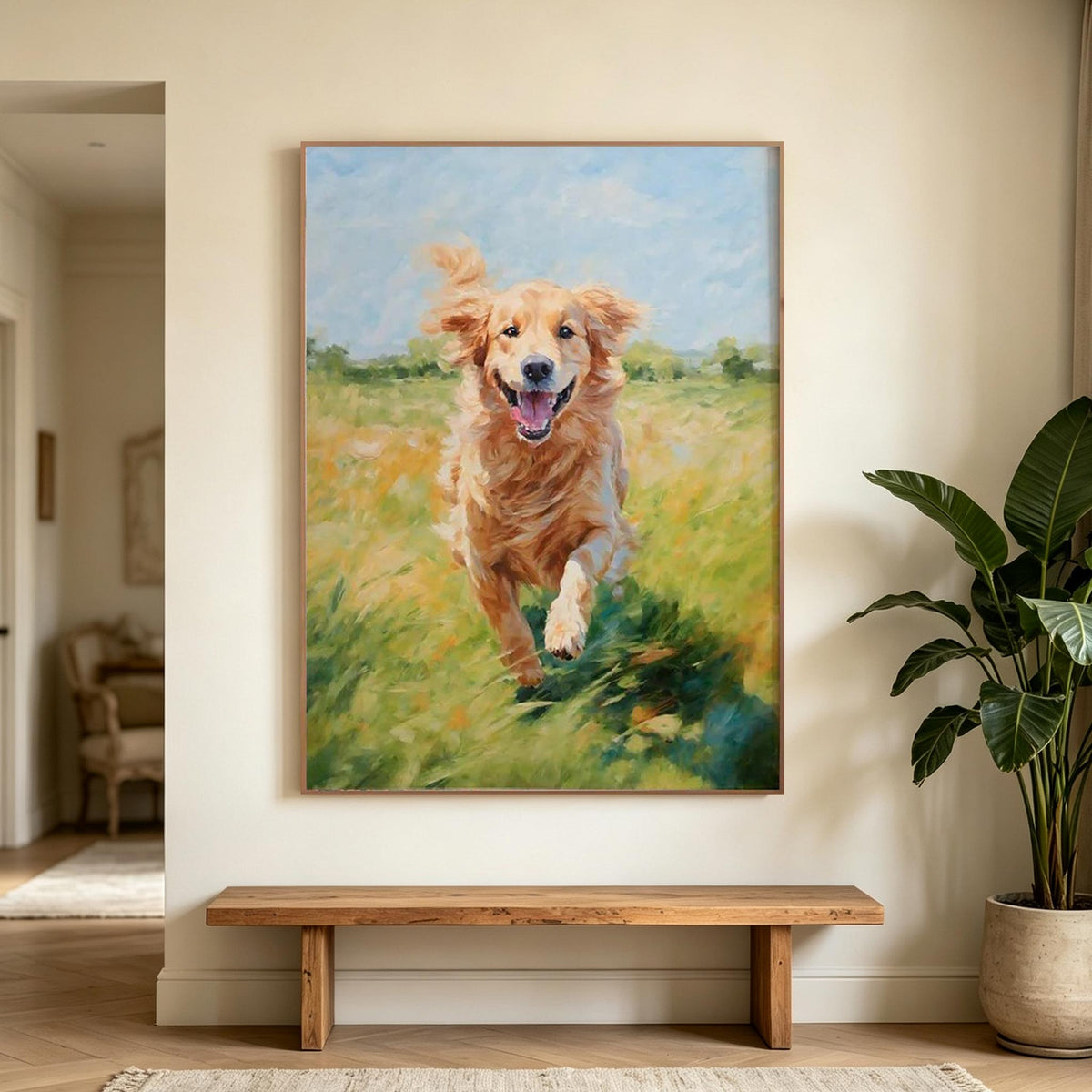 Running Golden Retriever Wall Art #AN018