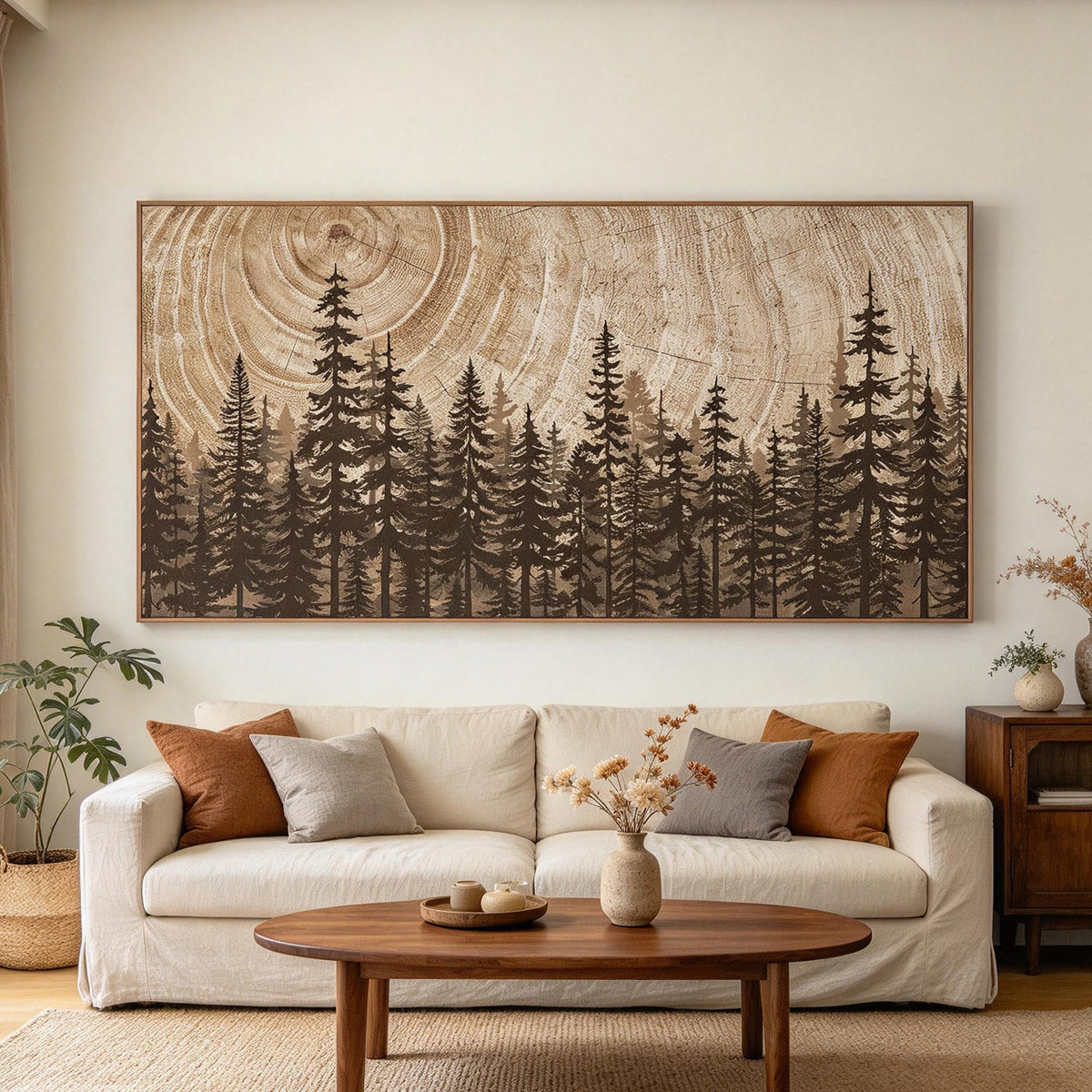 Earthy Brown Pine Forest Wall Art #LS078