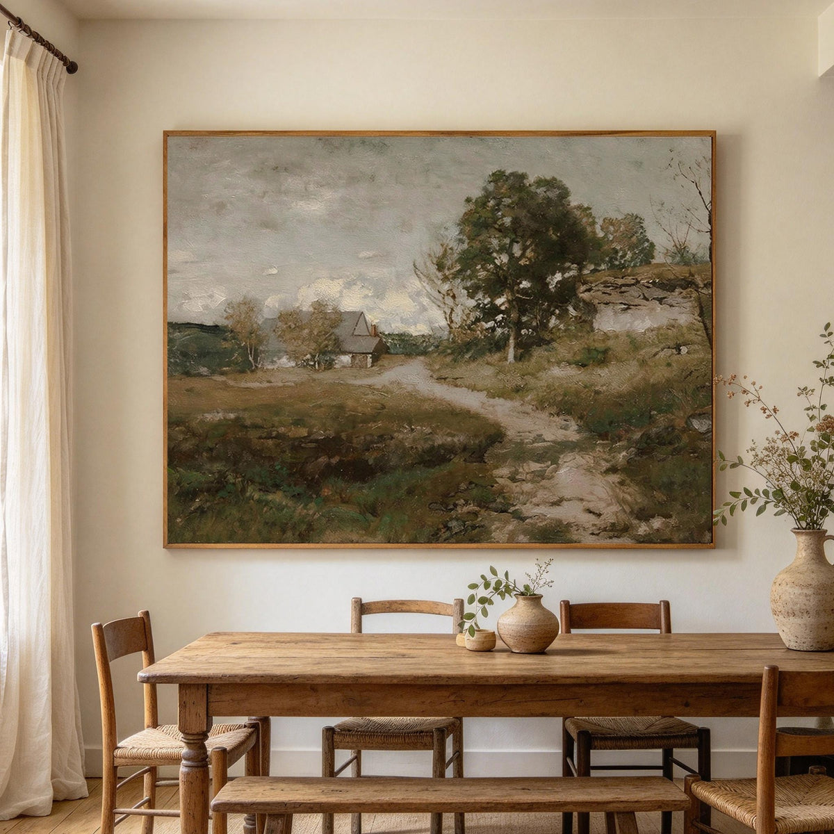 Vintage Countryside Cottage Landscape Wall Art #LS075