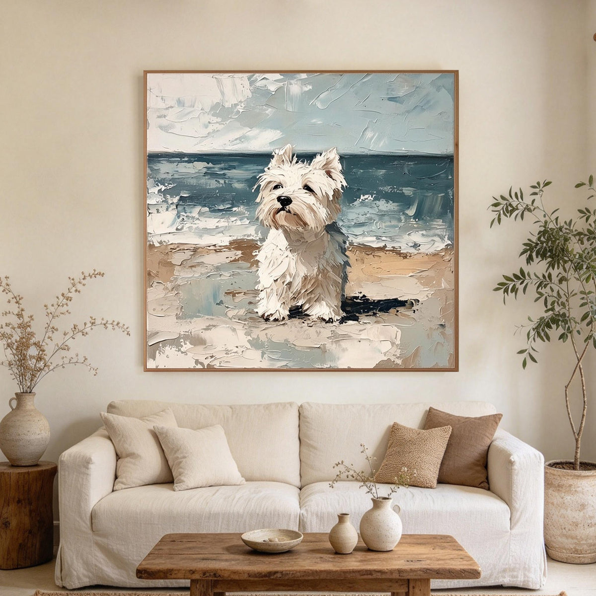 Westie by the Sea Wall Art #AN022