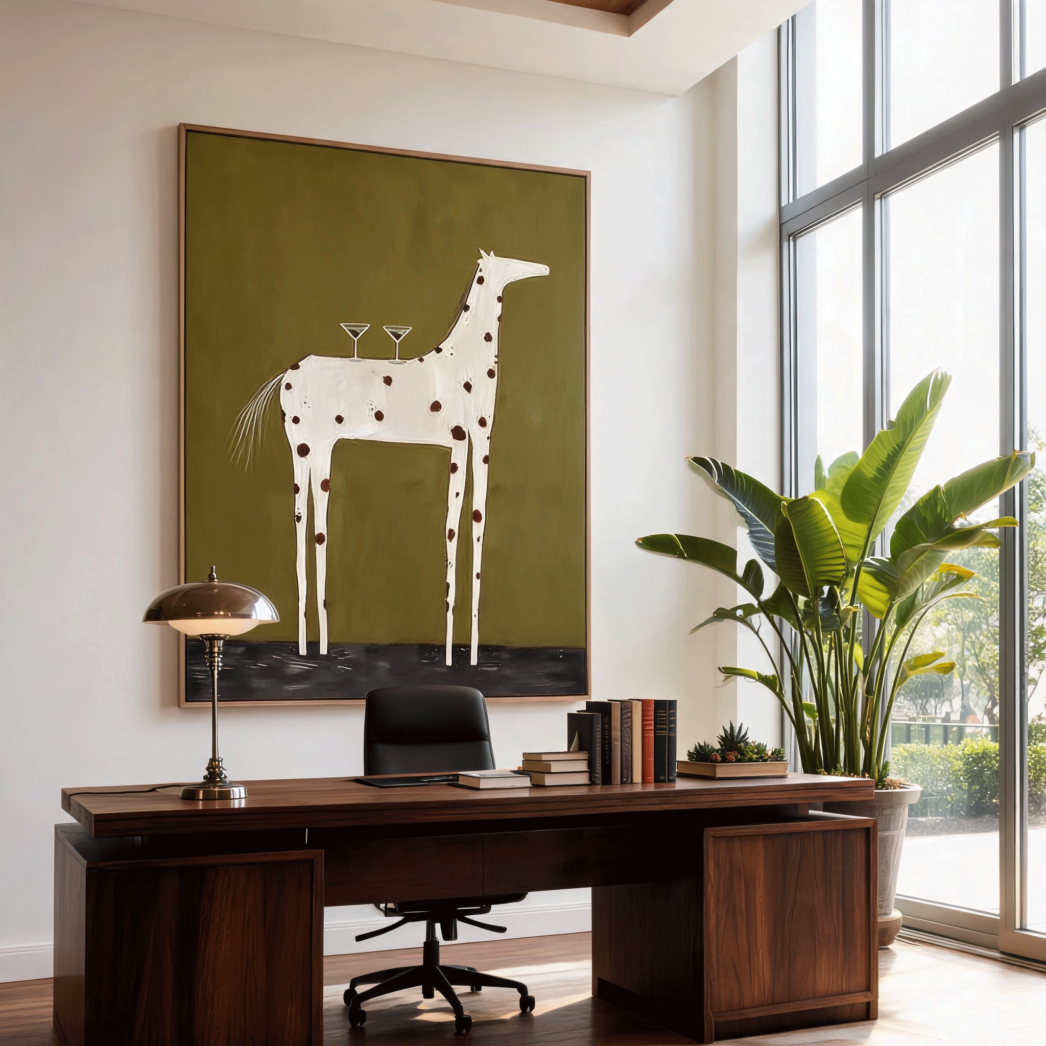 Minimalist Horse Wall Art | Modern Figurative Oil Painting #HA052