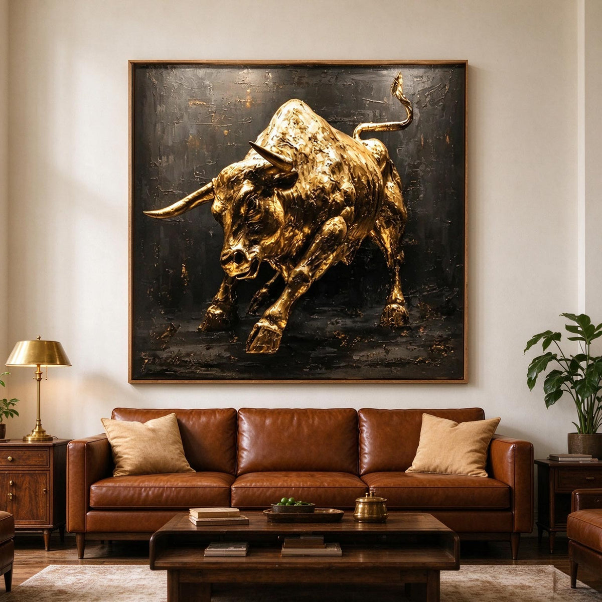 Golden Bull – Heavy Impasto Sculptural Animal Painting #AN033