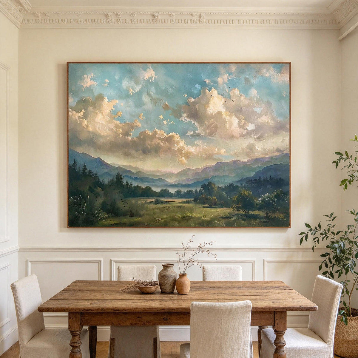 Golden Clouds Mountain Landscape Wall Art #LS086