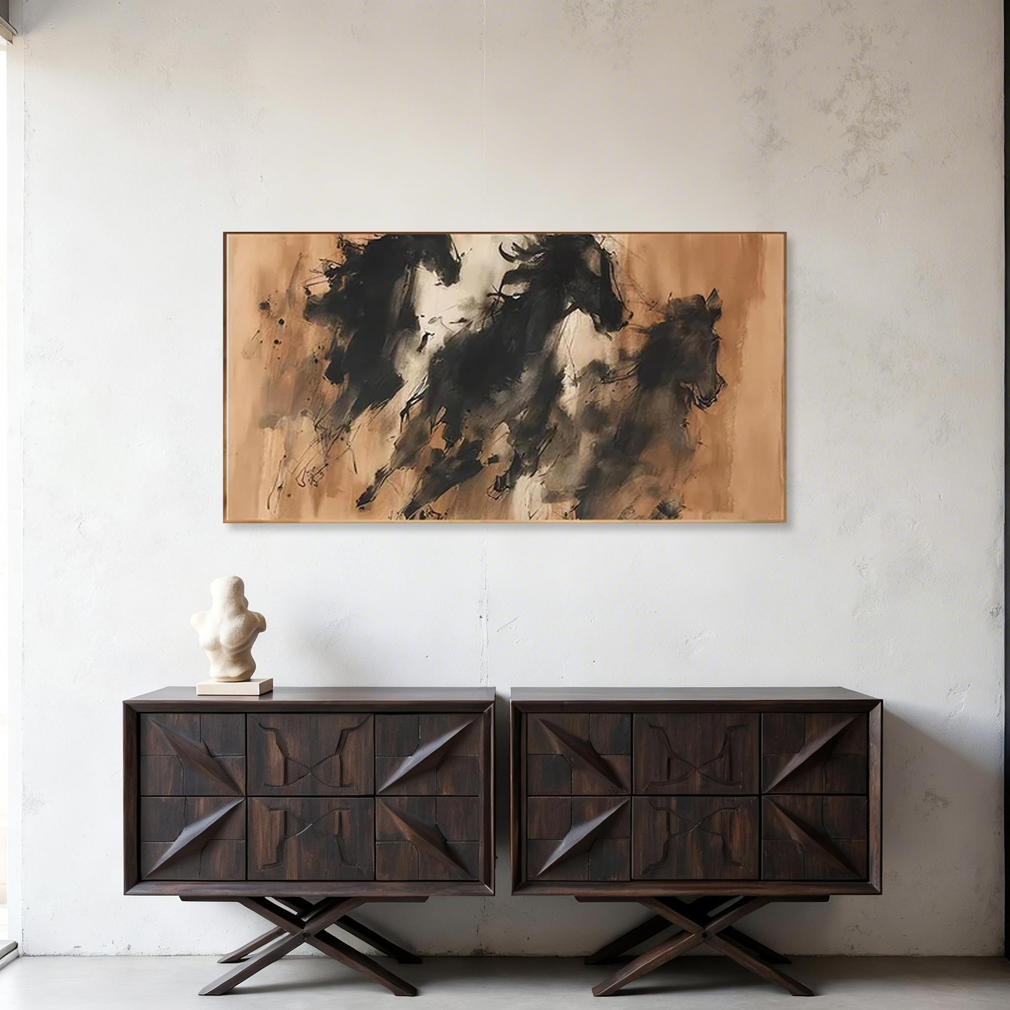 Abstract Three Horses Canvas Wall Art #HA012