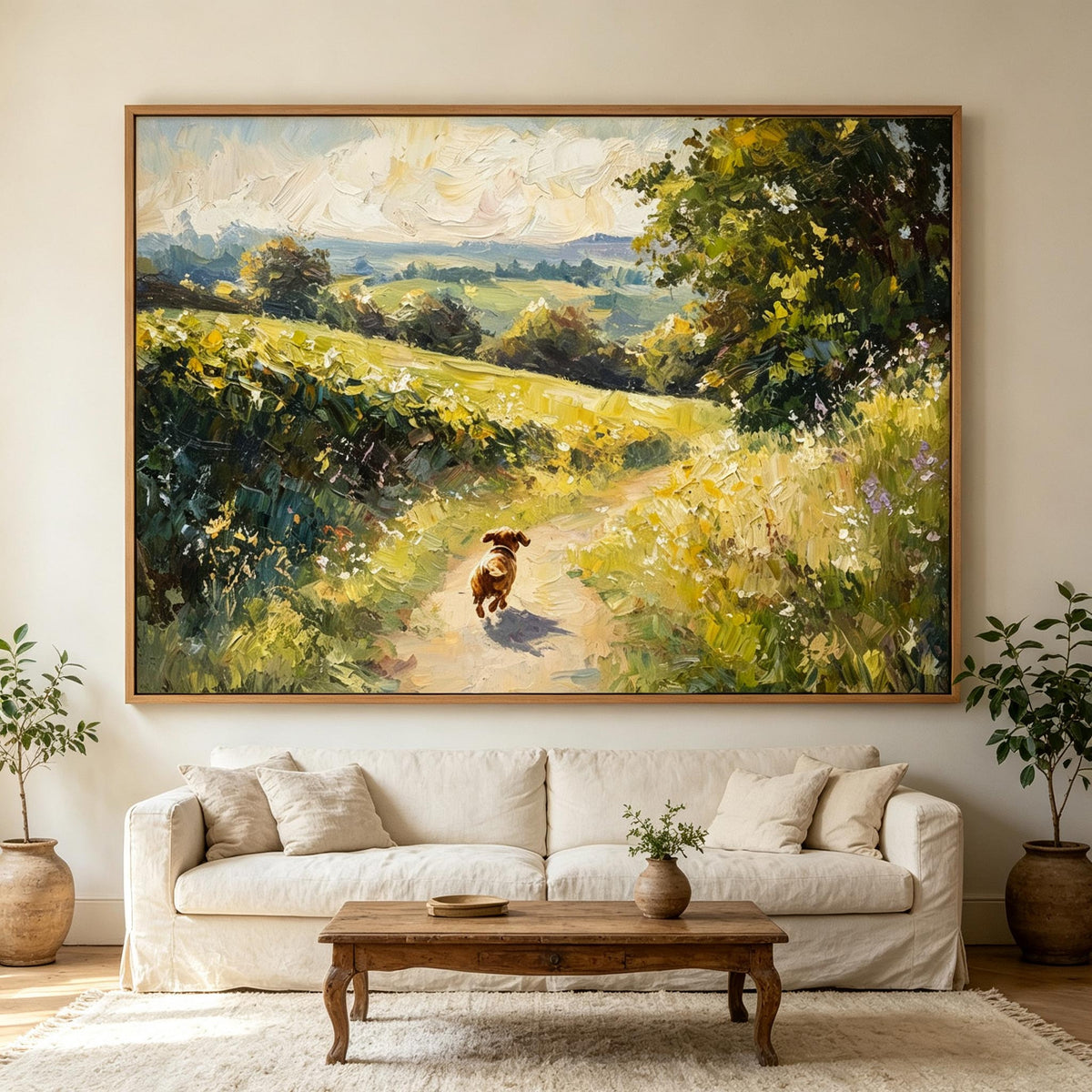 Dog on a Sunny Country Path Wall Art #AN005