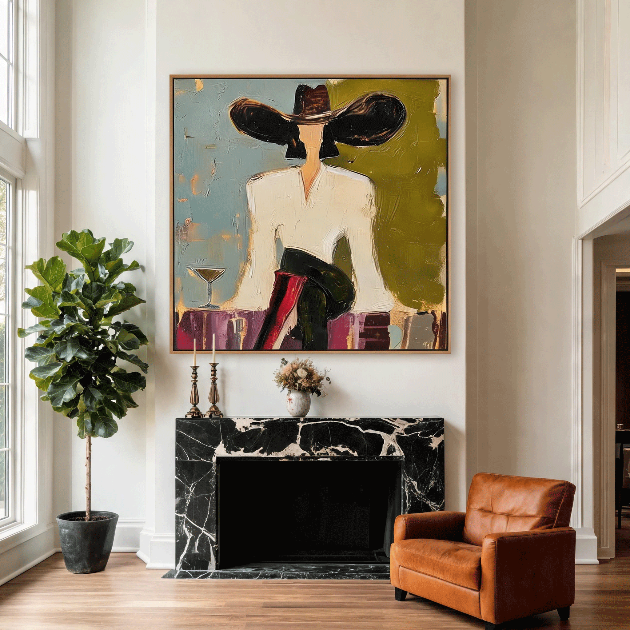 Modern Cowboy Wall Art | Hand-Painted Figurative Oil Painting #MA046