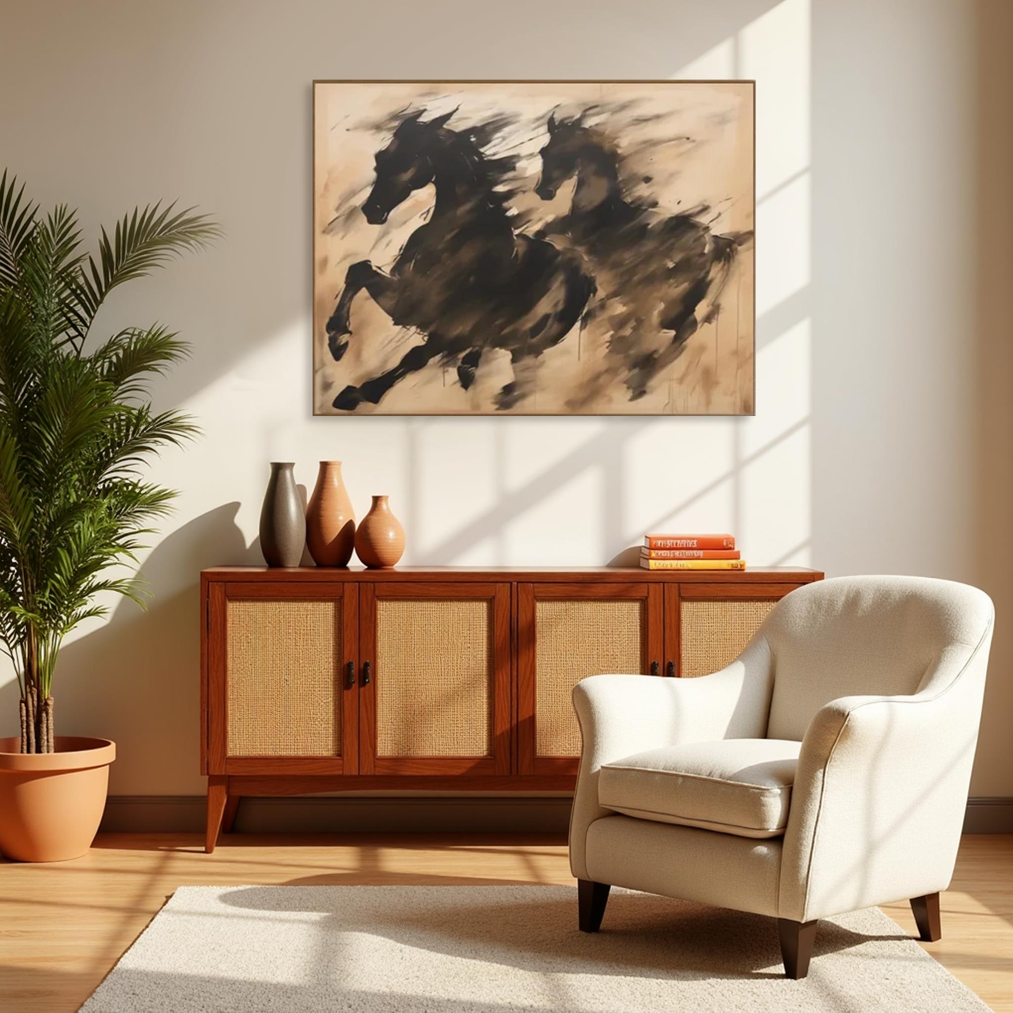 Abstract Running Horses Wall Art #HA005