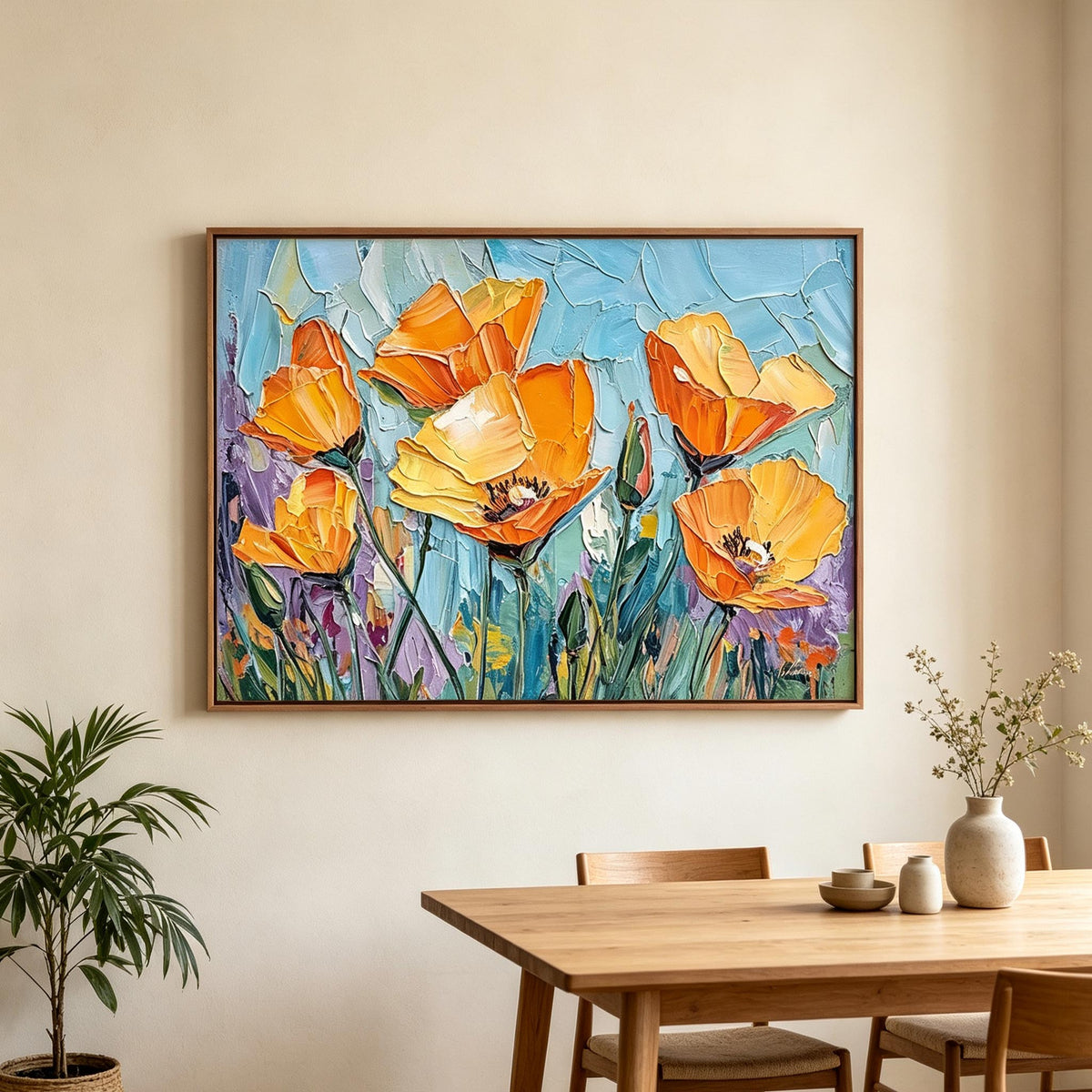 Orange Poppy Flower Wall Art #FL064