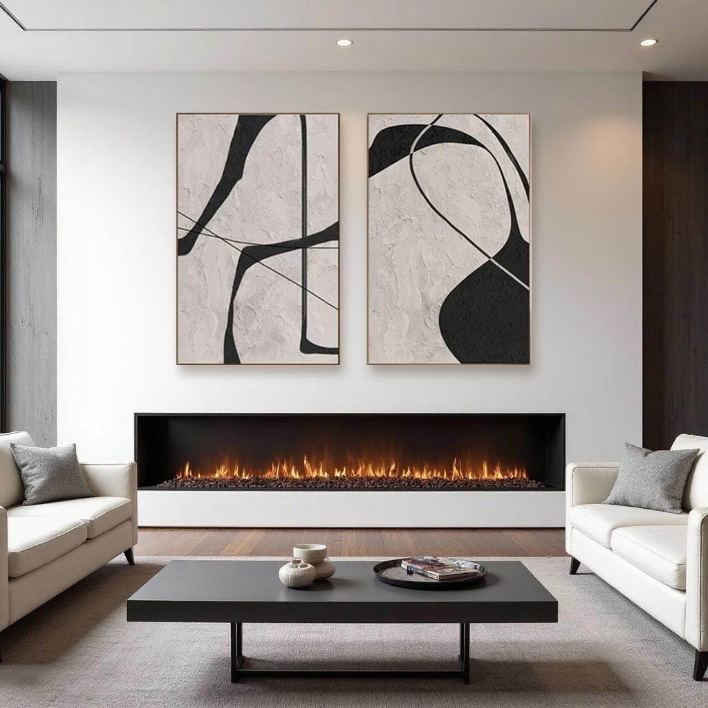 Beige & Brown Textured Minimalist Wall Art Set of 2 #BM006