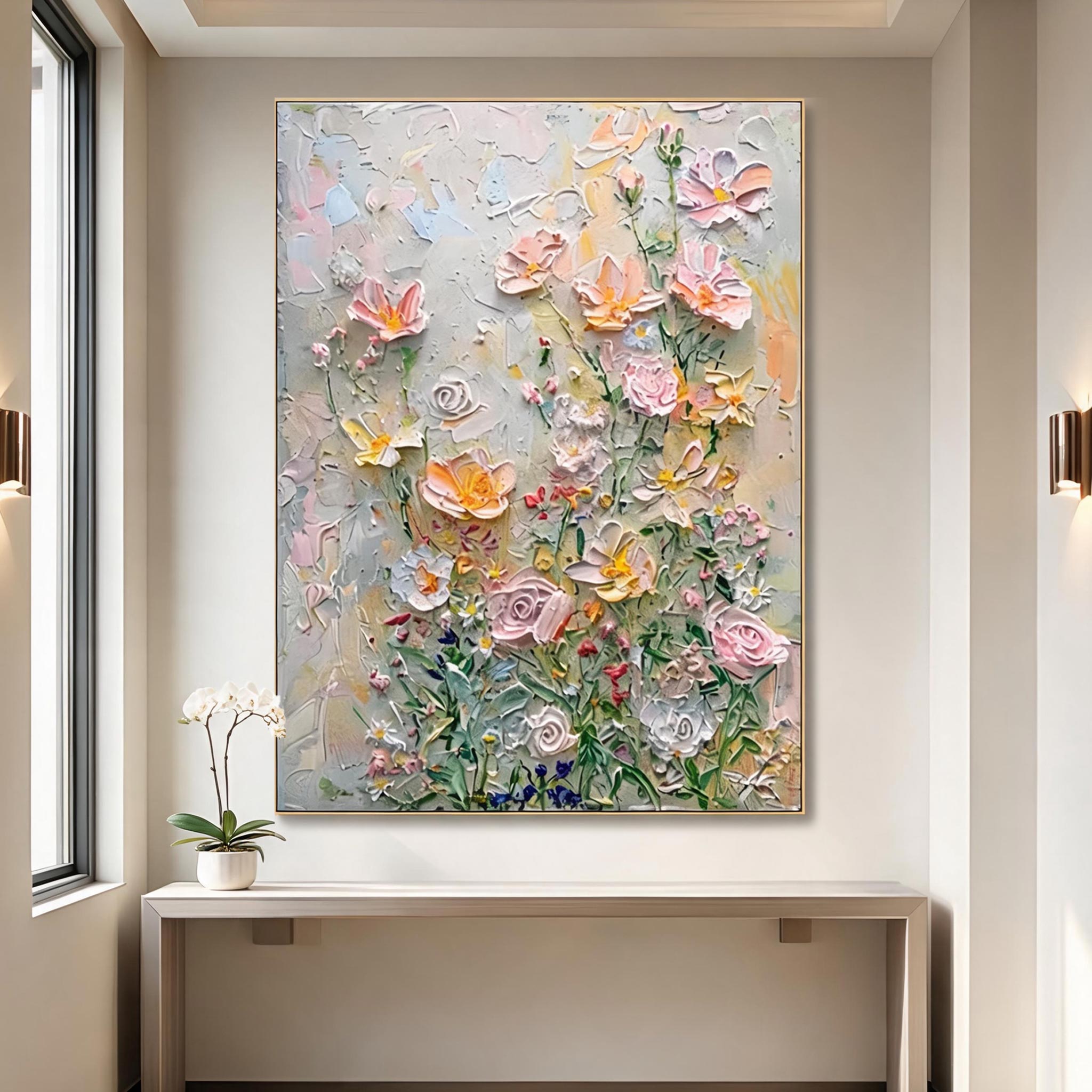 Textured Floral Garden Wall Art #FL051