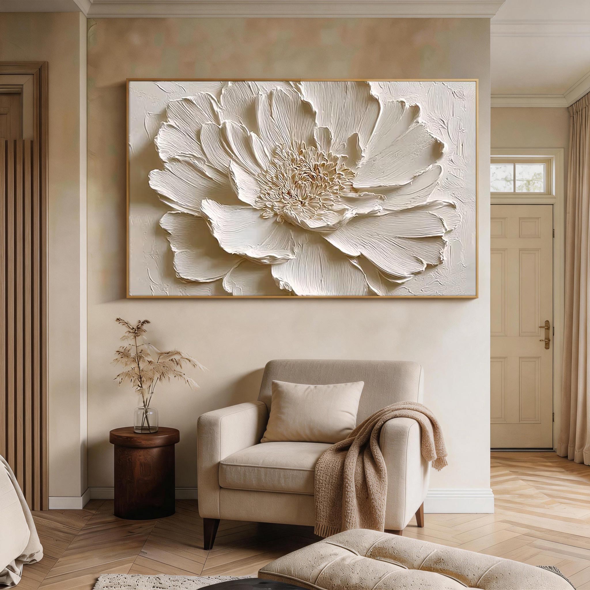Textured Ivory Bloom Wall Art #FL033