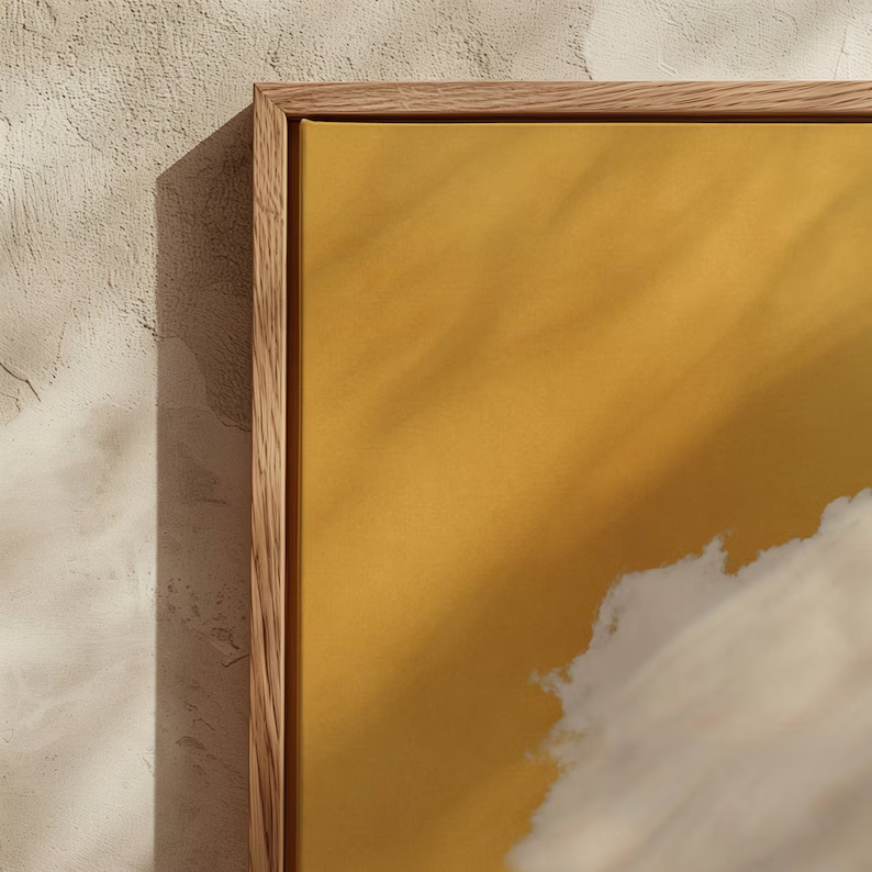 Golden Sky Cloud Canvas Wall Art — Minimalist Oil Painting #PP003