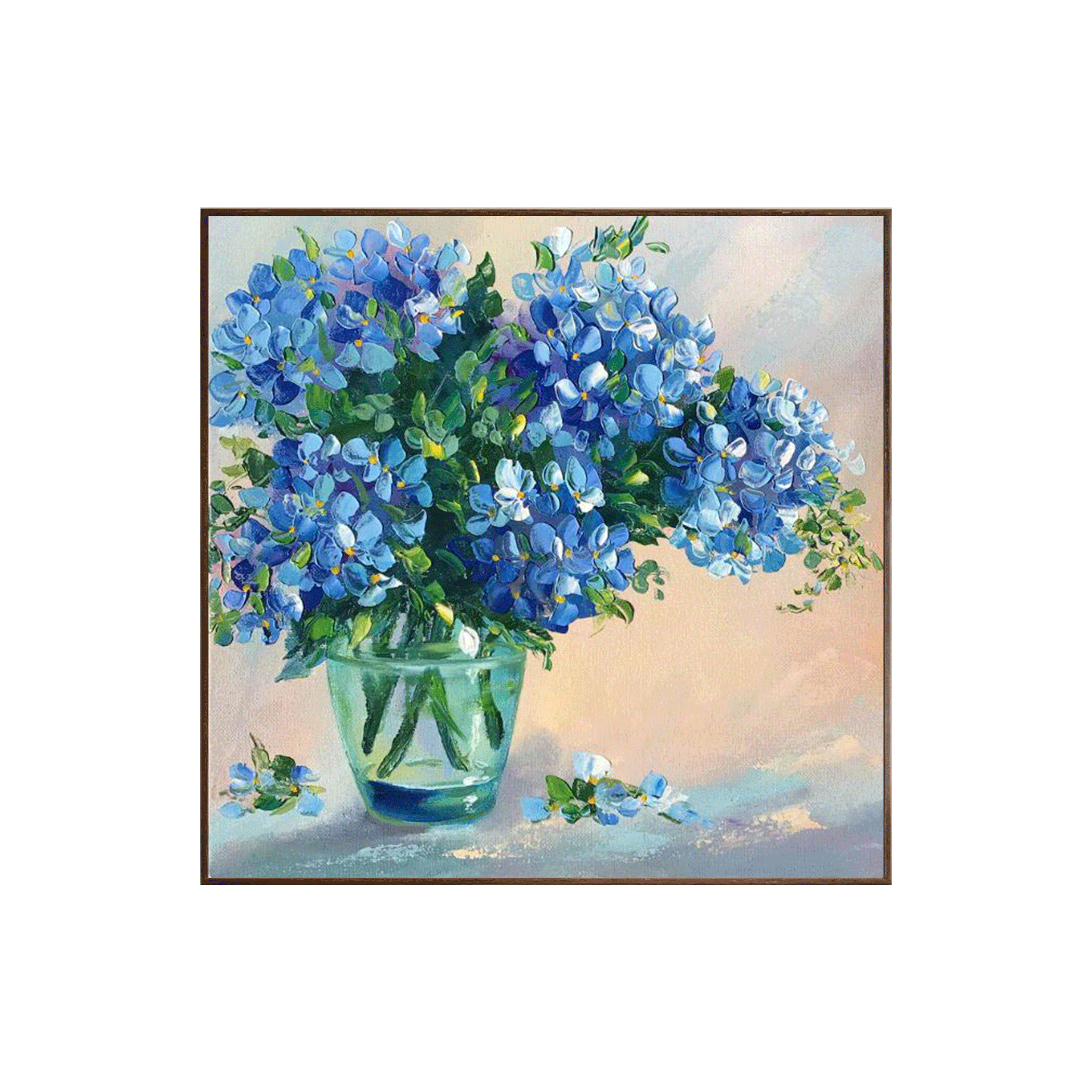 Blue Hydrangea Floral Wall Art #FL066