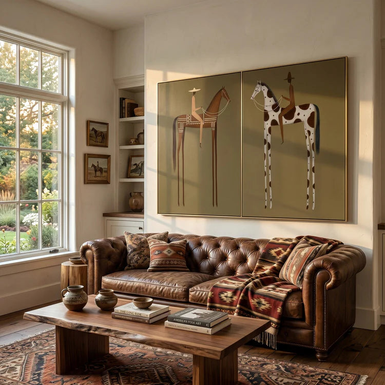 Modern Horse Rider Wall Art Silent Journey Set of 2 #HA025