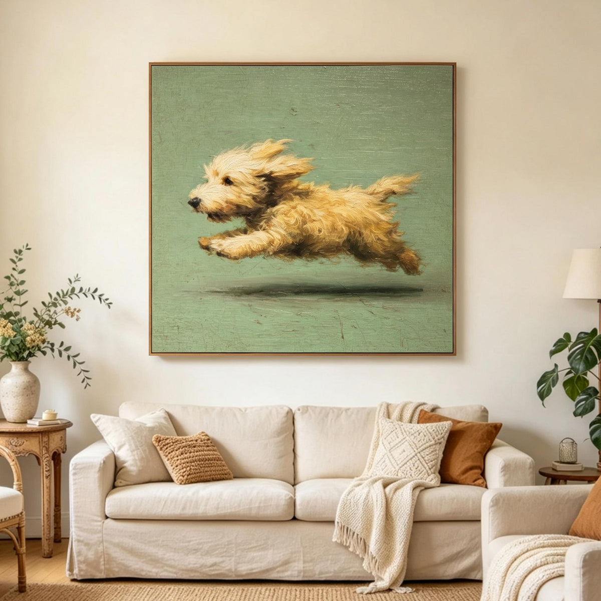 Running Golden Puppy Wall Art #AN030