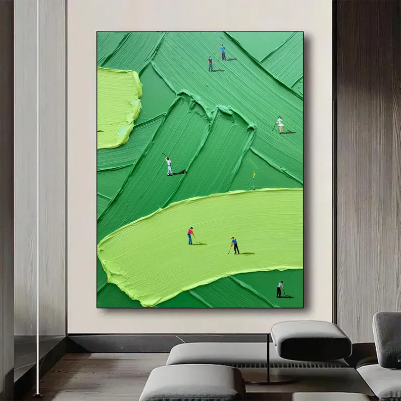 On the Green — Textured Golf Course Impasto Canvas Wall Art #PP006