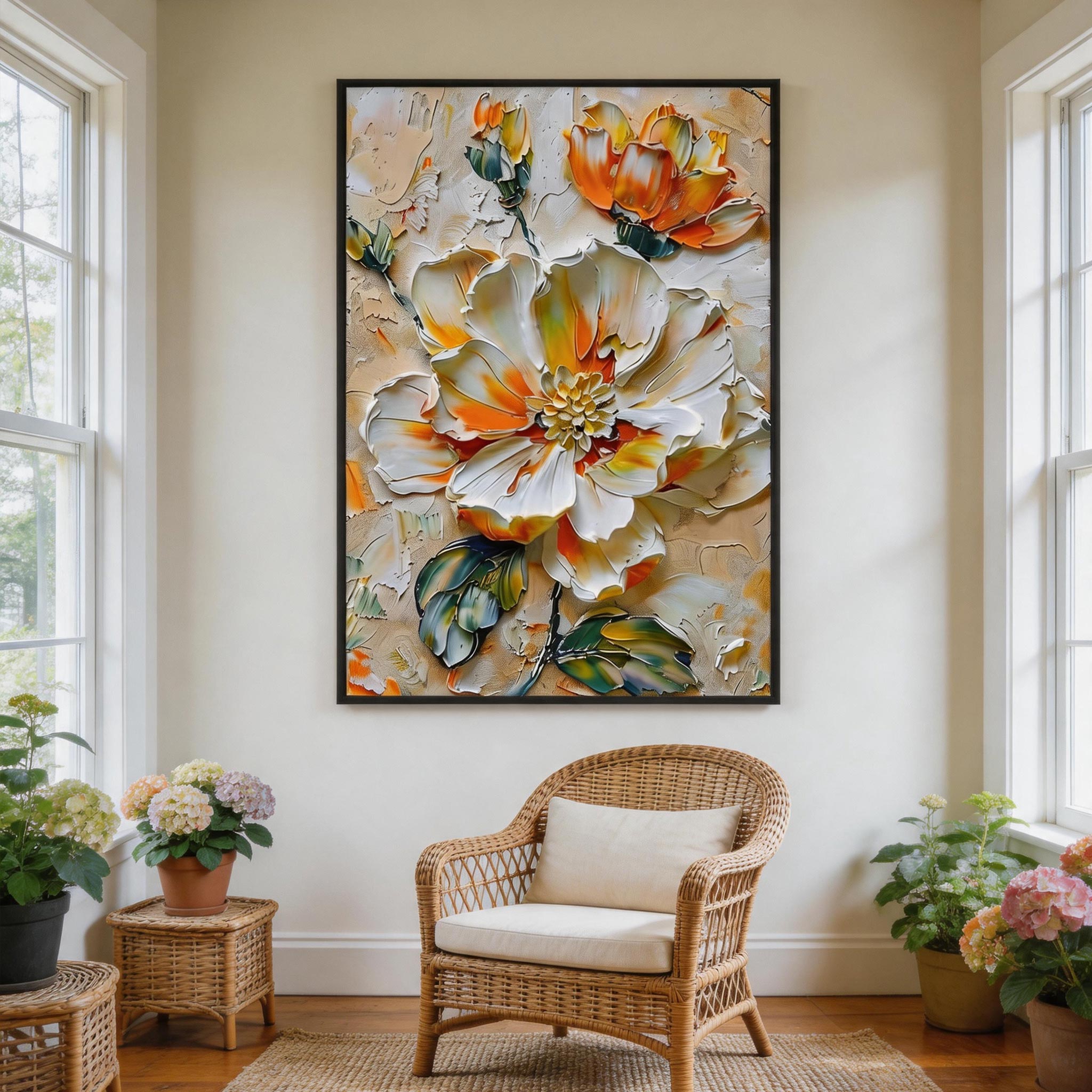 Textured Ivory Bloom Wall Art #FL014