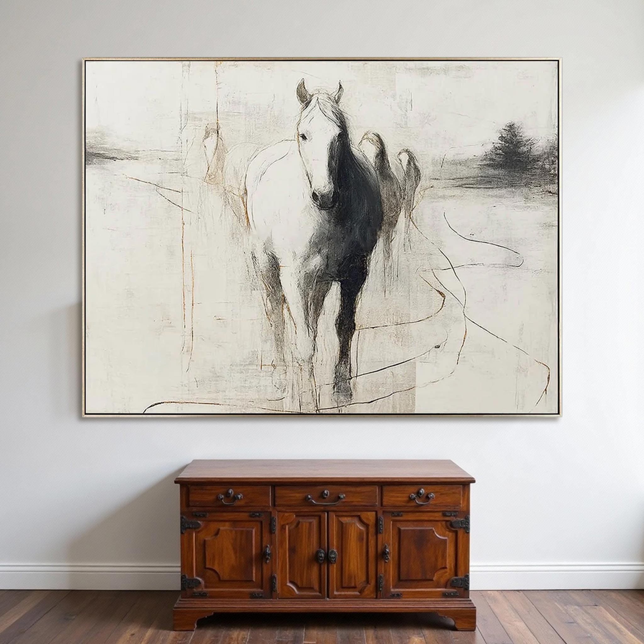 Abstract White Horse Wall Art #HA002