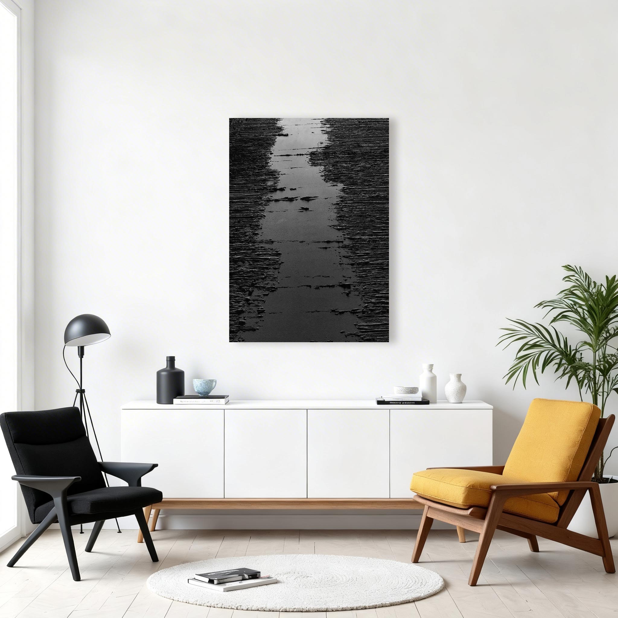 Black and White Minimalist Abstract Wall Art #MA019