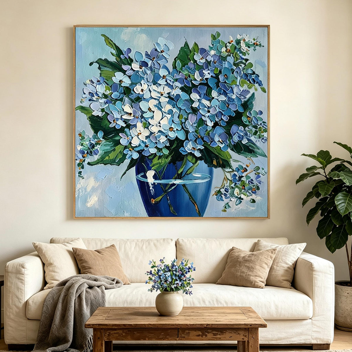 Blue Hydrangea Vase Wall Art #FL076