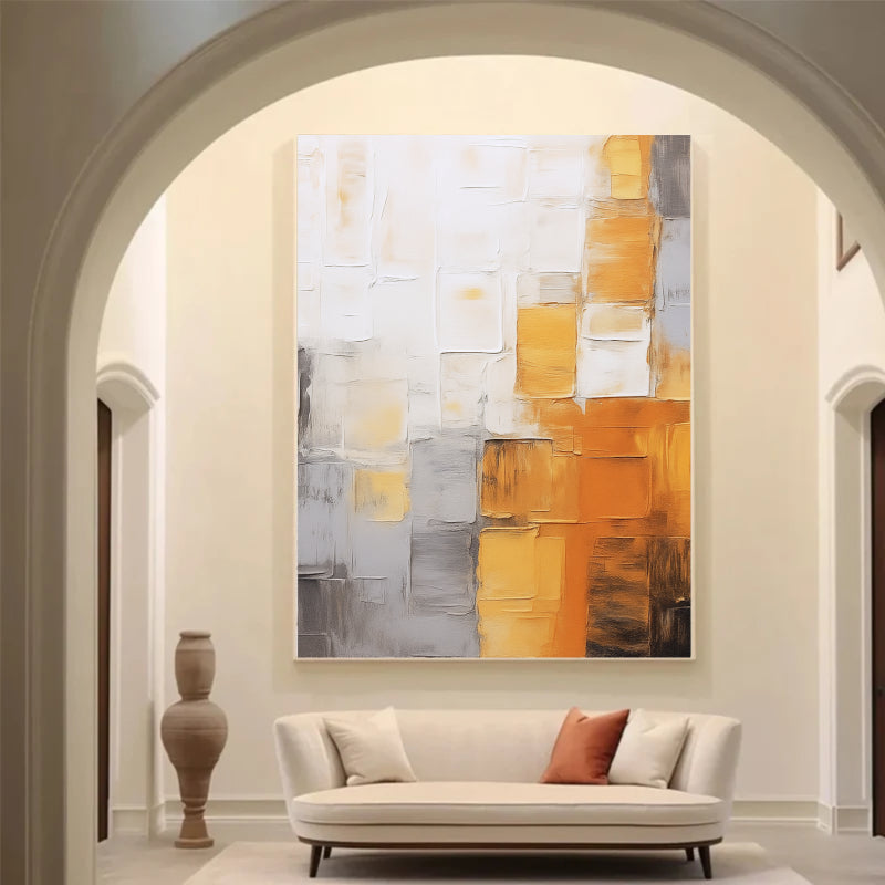 Abstract Orange and Beige Wall Art Painting #AB020