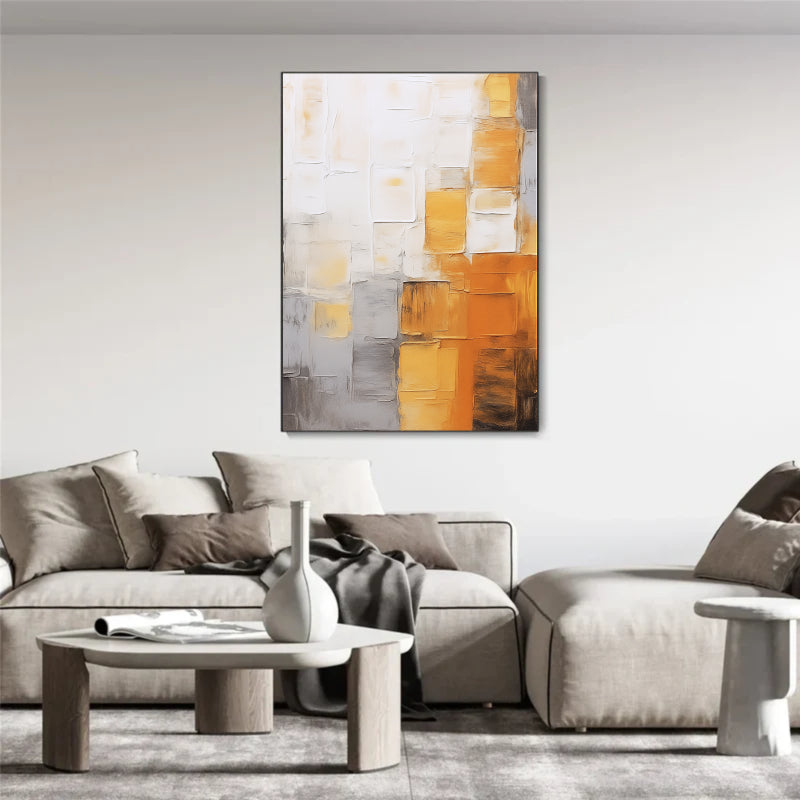 Abstract Orange and Beige Wall Art Painting #AB020