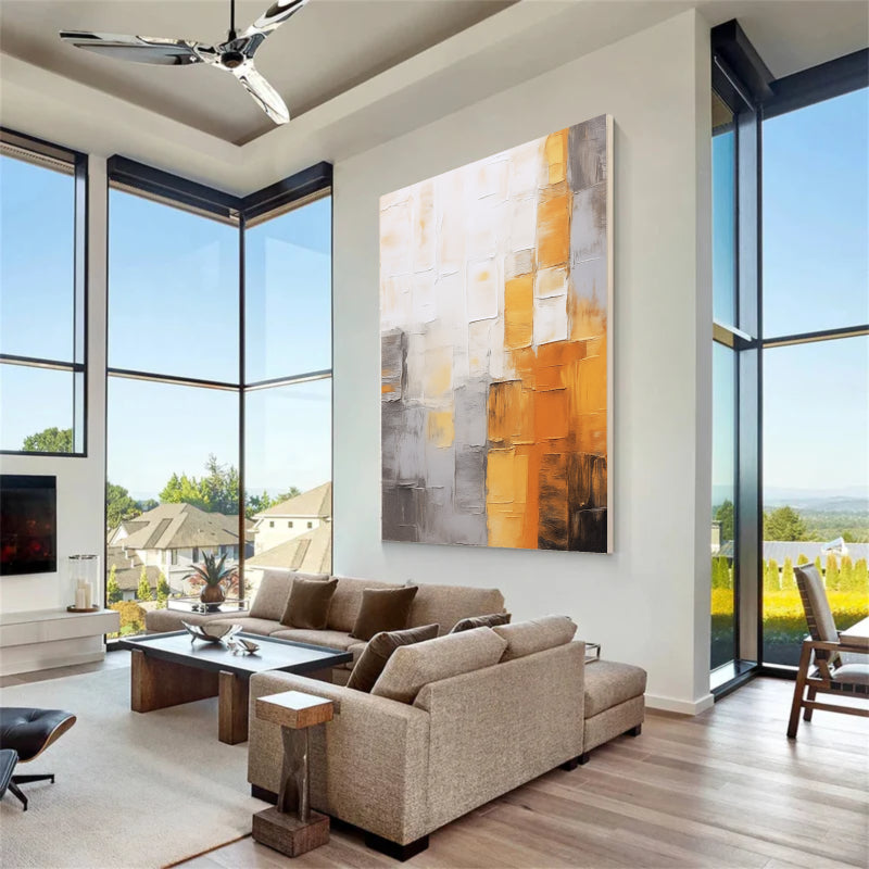 Abstract Orange and Beige Wall Art Painting #AB020