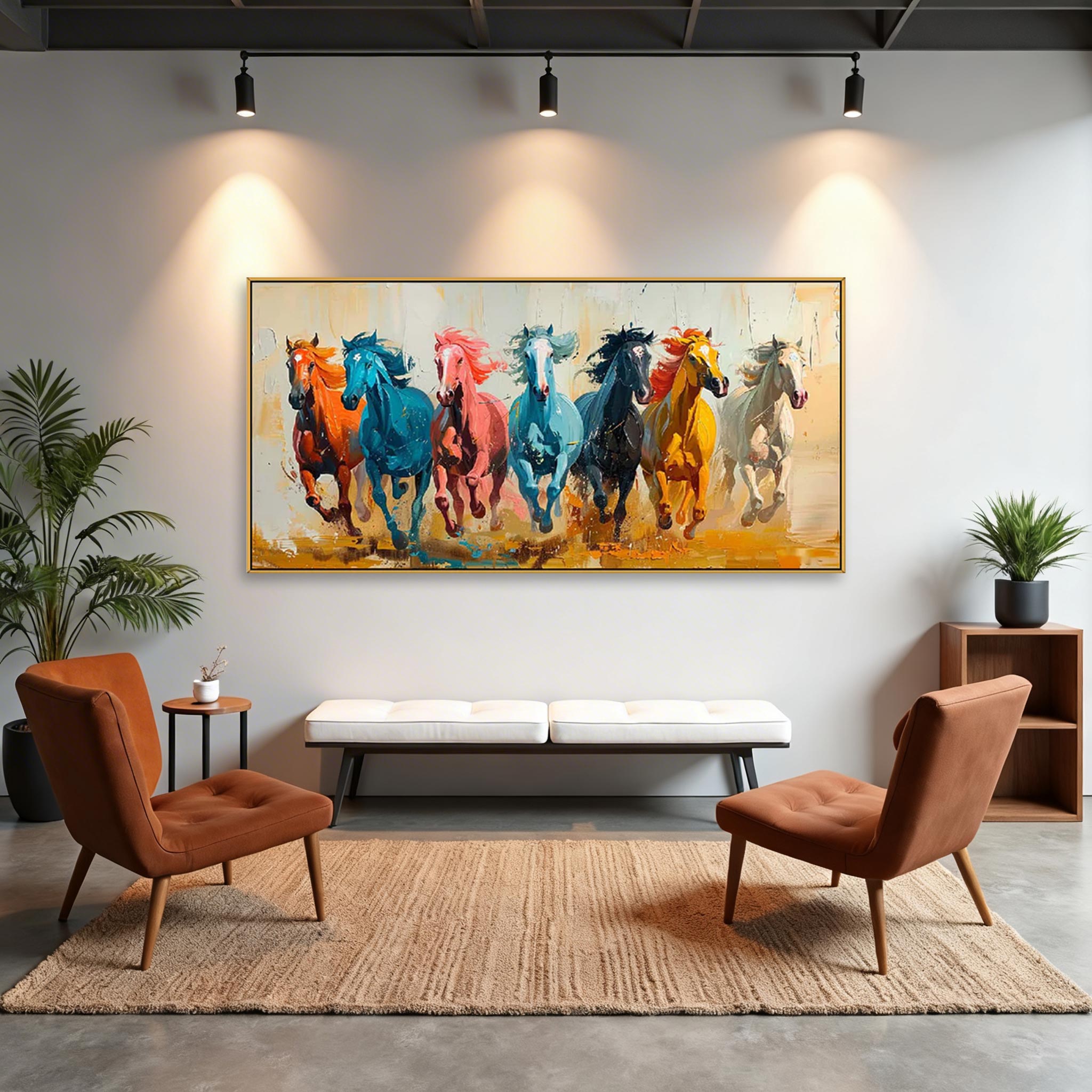 Colorful Running Horses Wall Art #HA004