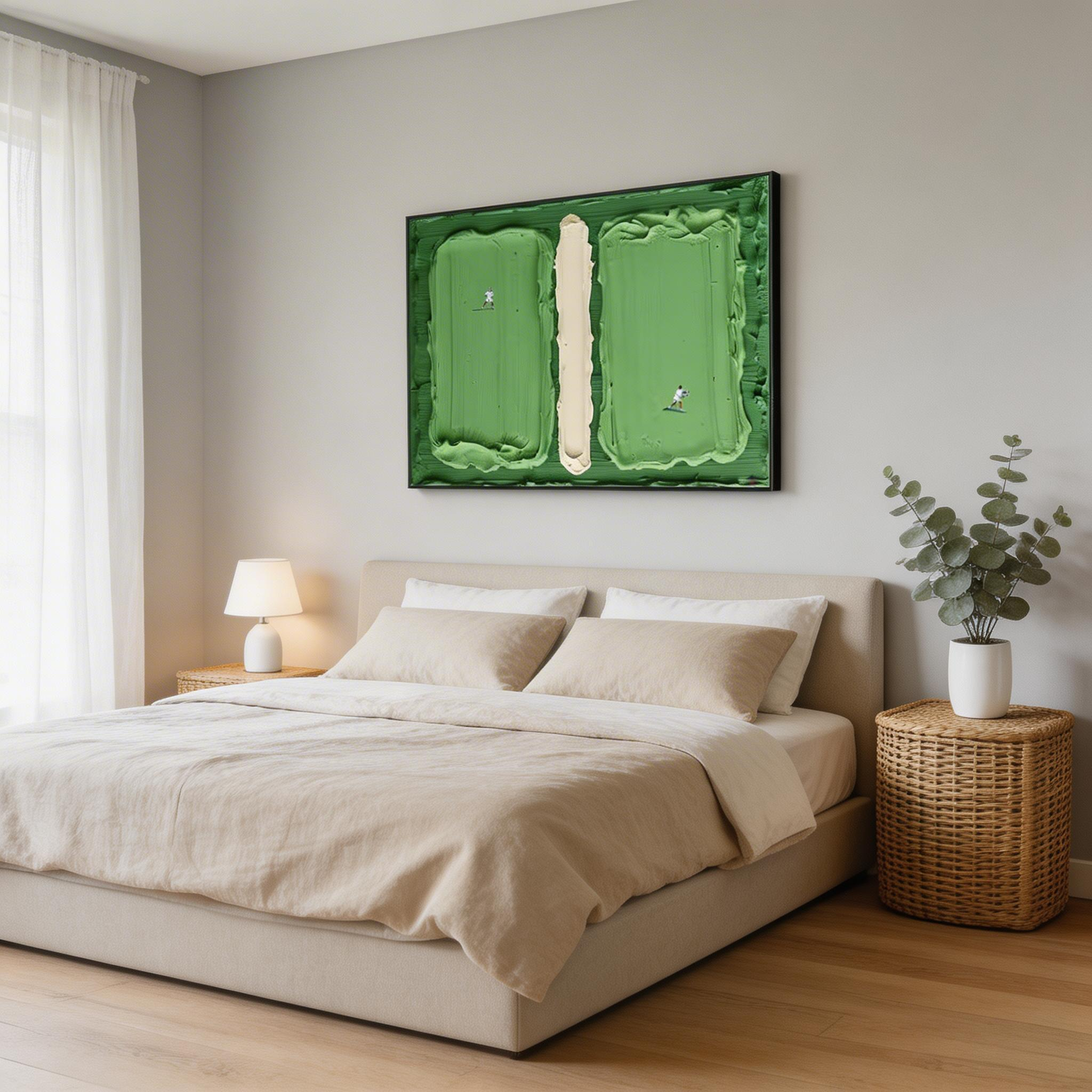 Textured Abstract Wall Art with Figures – Olive Green Canvas Painting #CP020