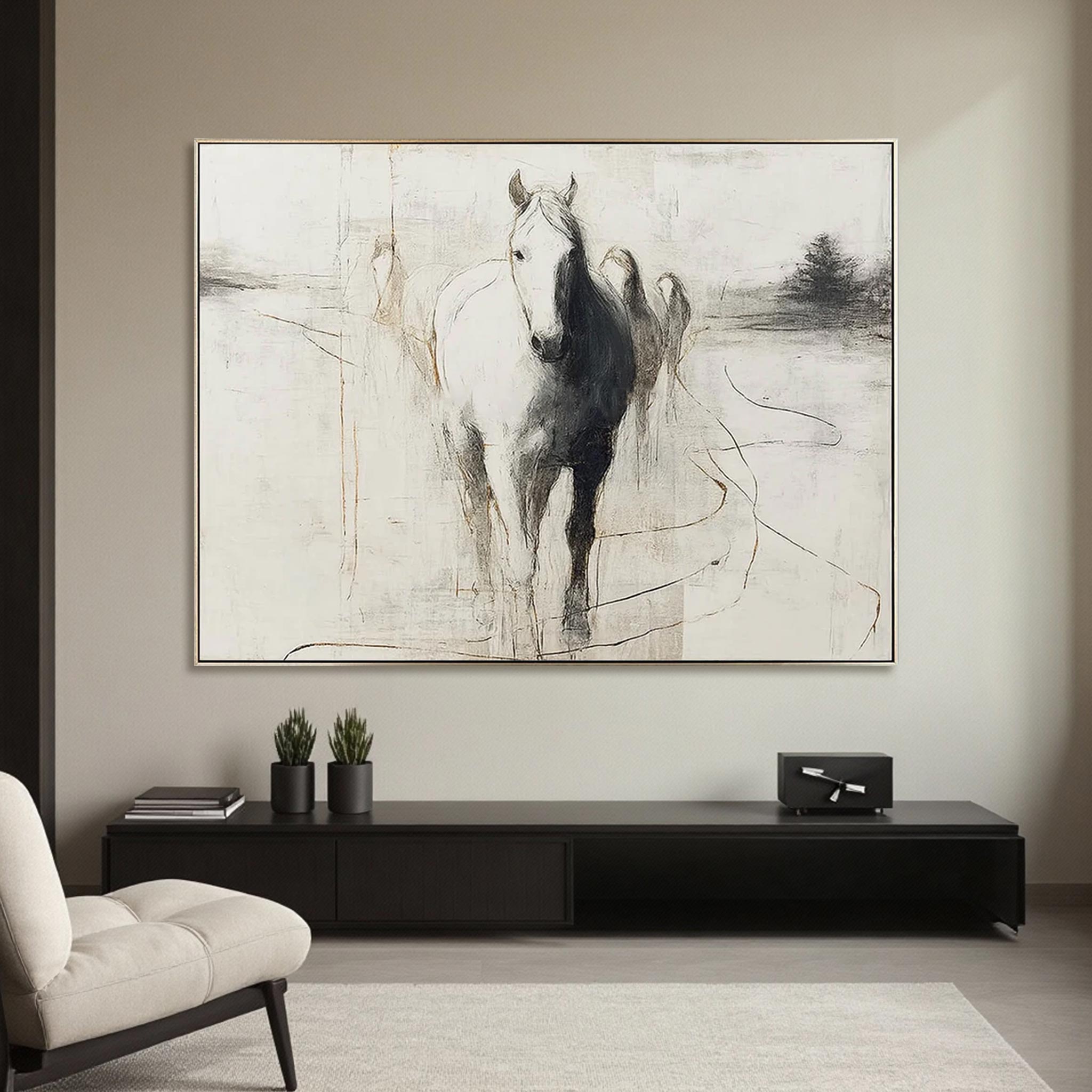Abstract White Horse Wall Art #HA002
