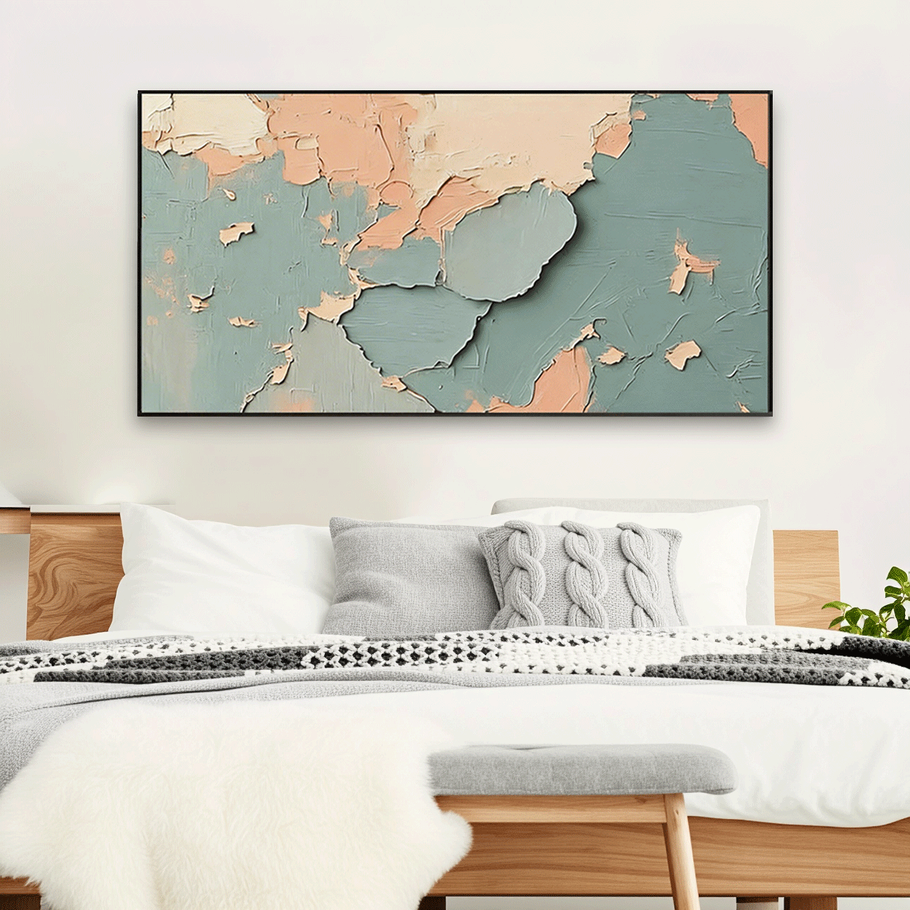 Modern Abstract Wall Art Beige Color Scheme #AB011