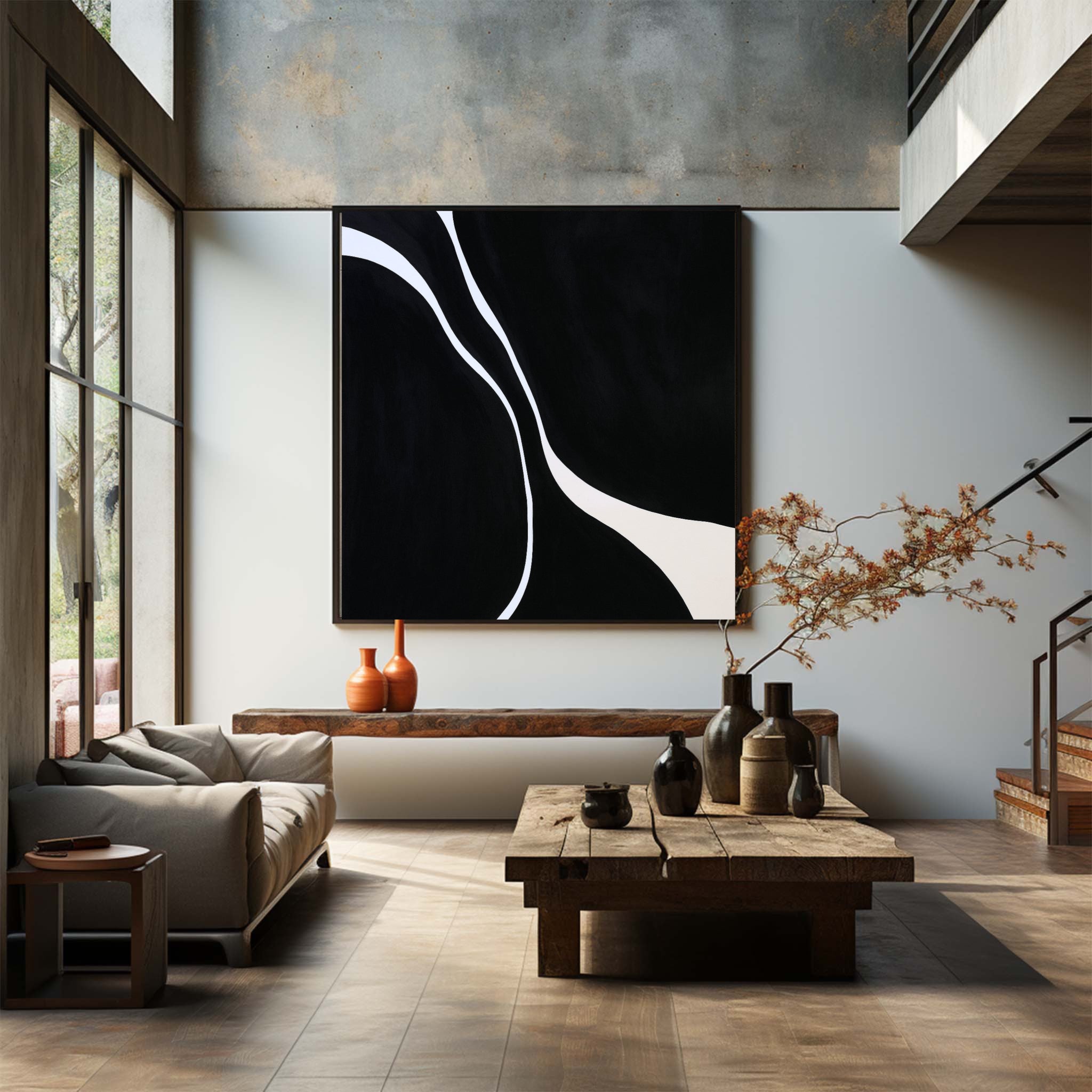 Black Textured Minimalist Wall Art #BT005