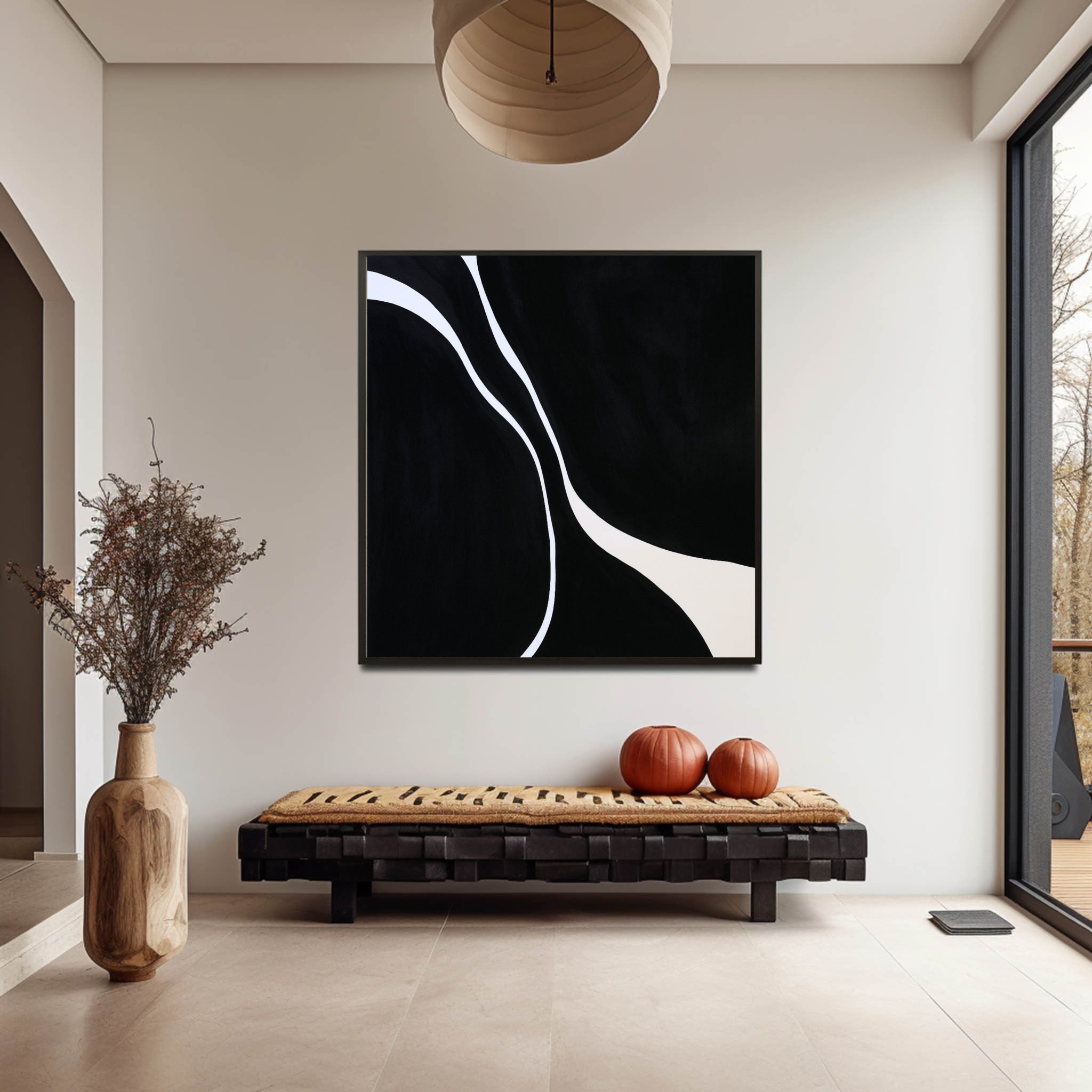 Black Textured Minimalist Wall Art #BT005