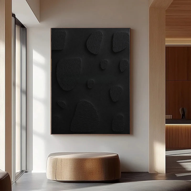 Black Textured Minimalist Wall Art #BT007