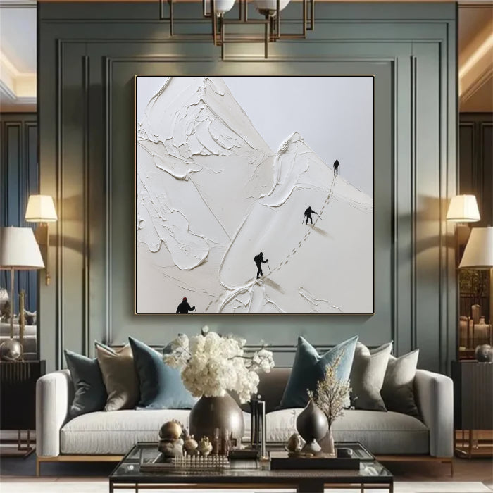 Large White Mountain Abstract Painting 3D Texture Minimalist Wall Art # ...