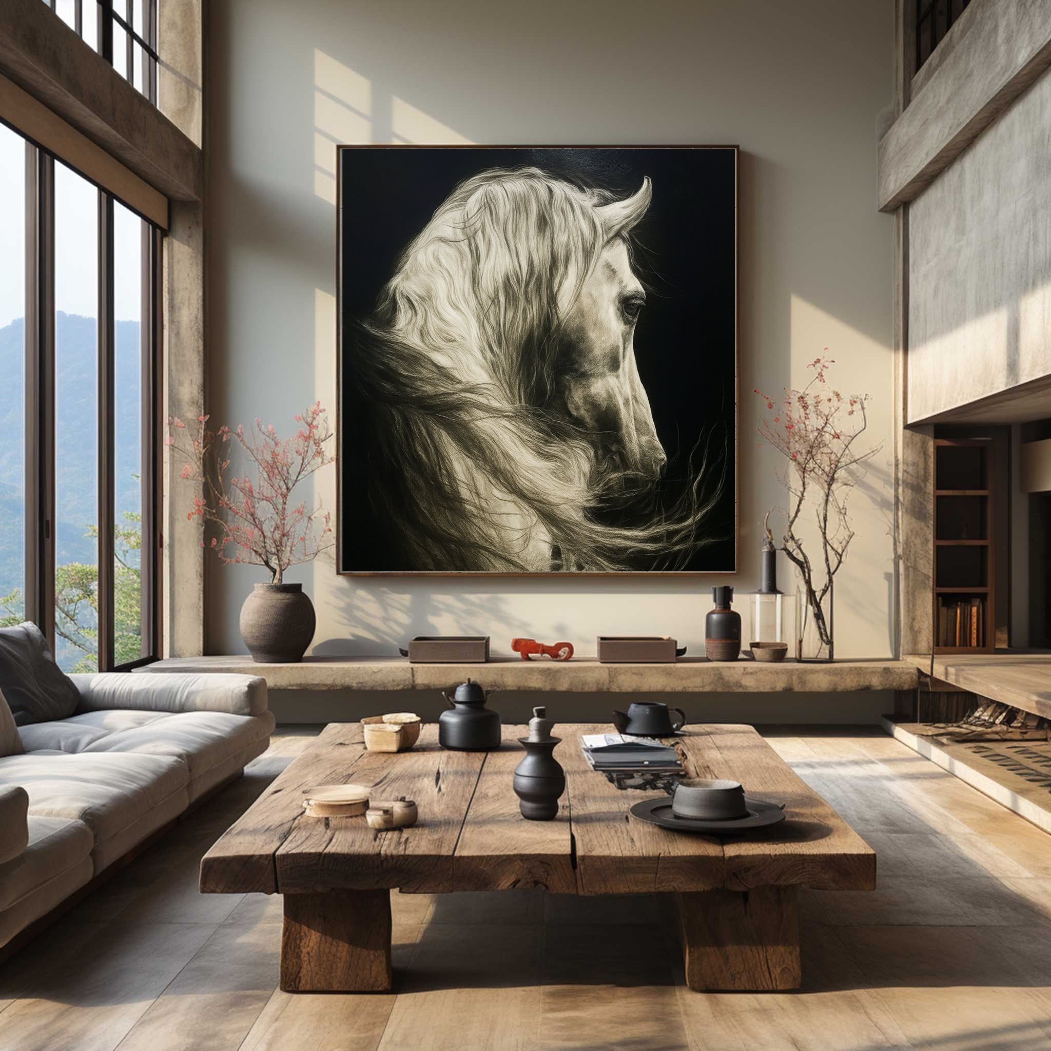 Abstract Animal Art Horse Textured Wall Art #AT003