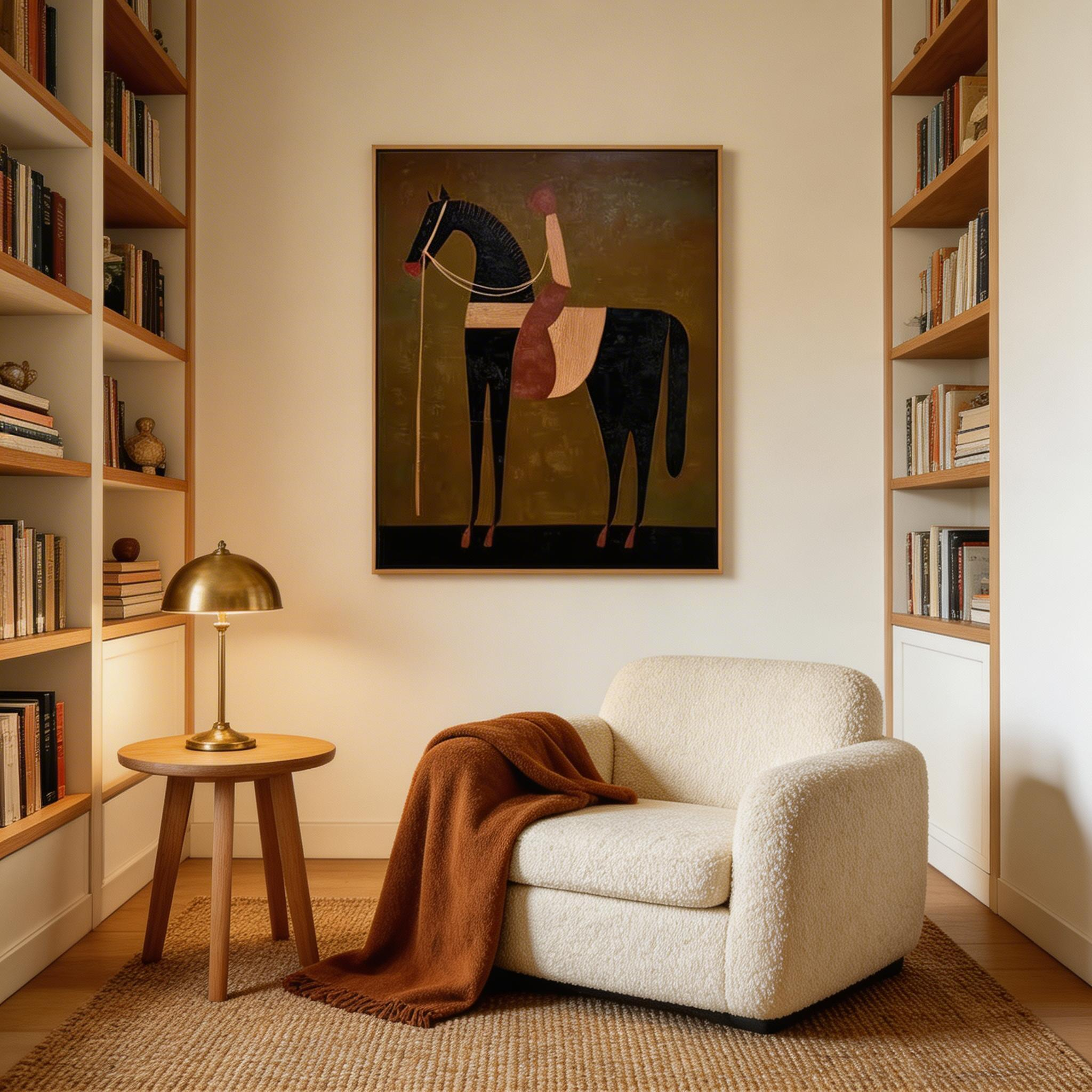 Abstract Horse Wall Art – Modern Geometric Animal Canvas #HA018