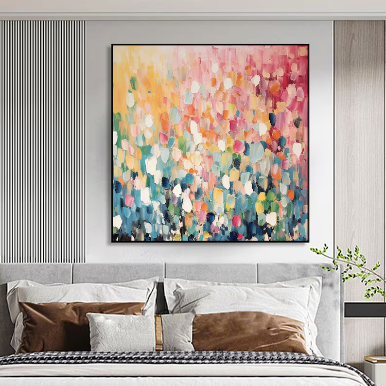 Large Colorful Confetti Abstract Canvas Painting #CP036
