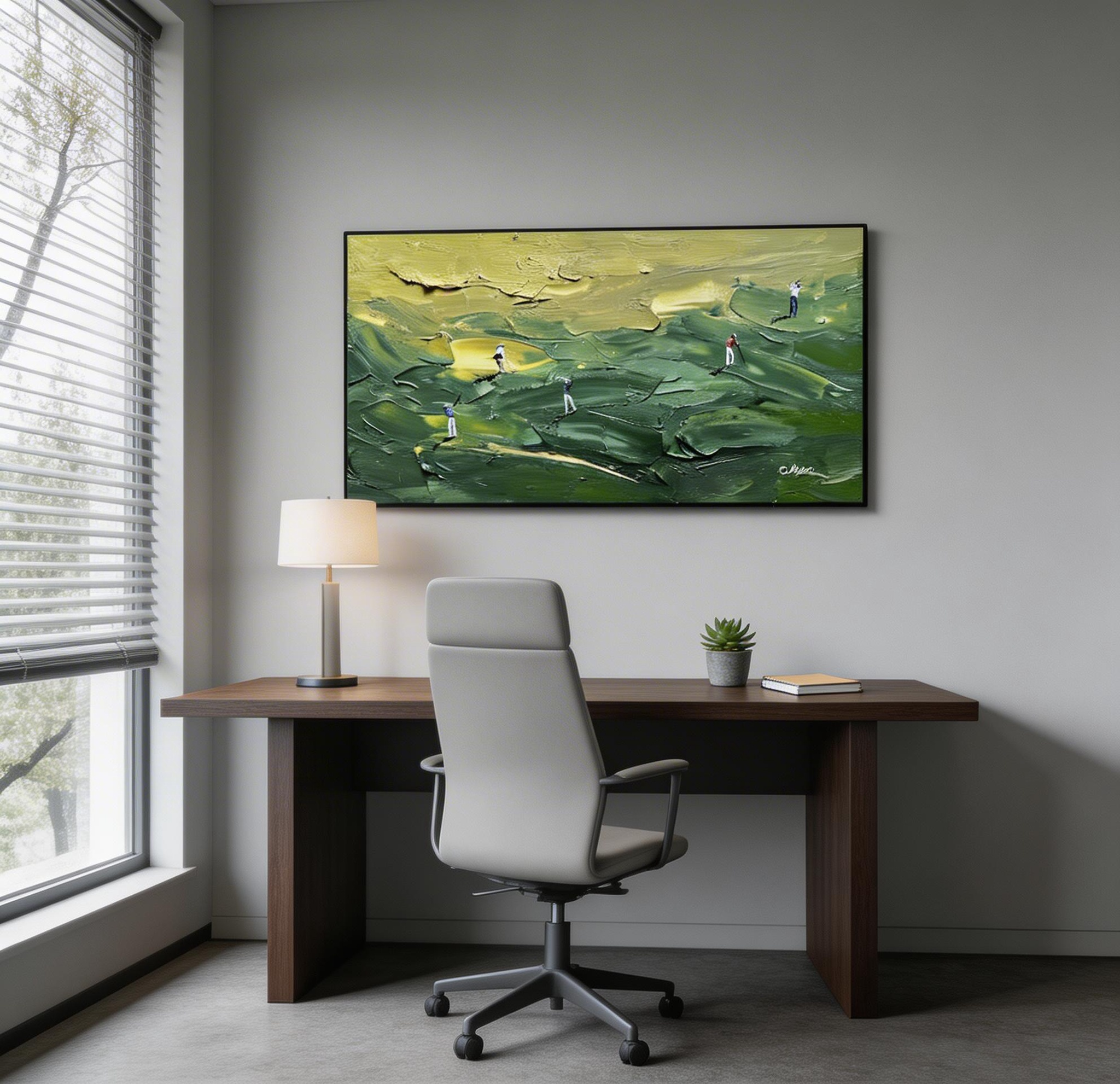 Abstract Golf Wall Art – Textured Green Landscape Canvas #CP022