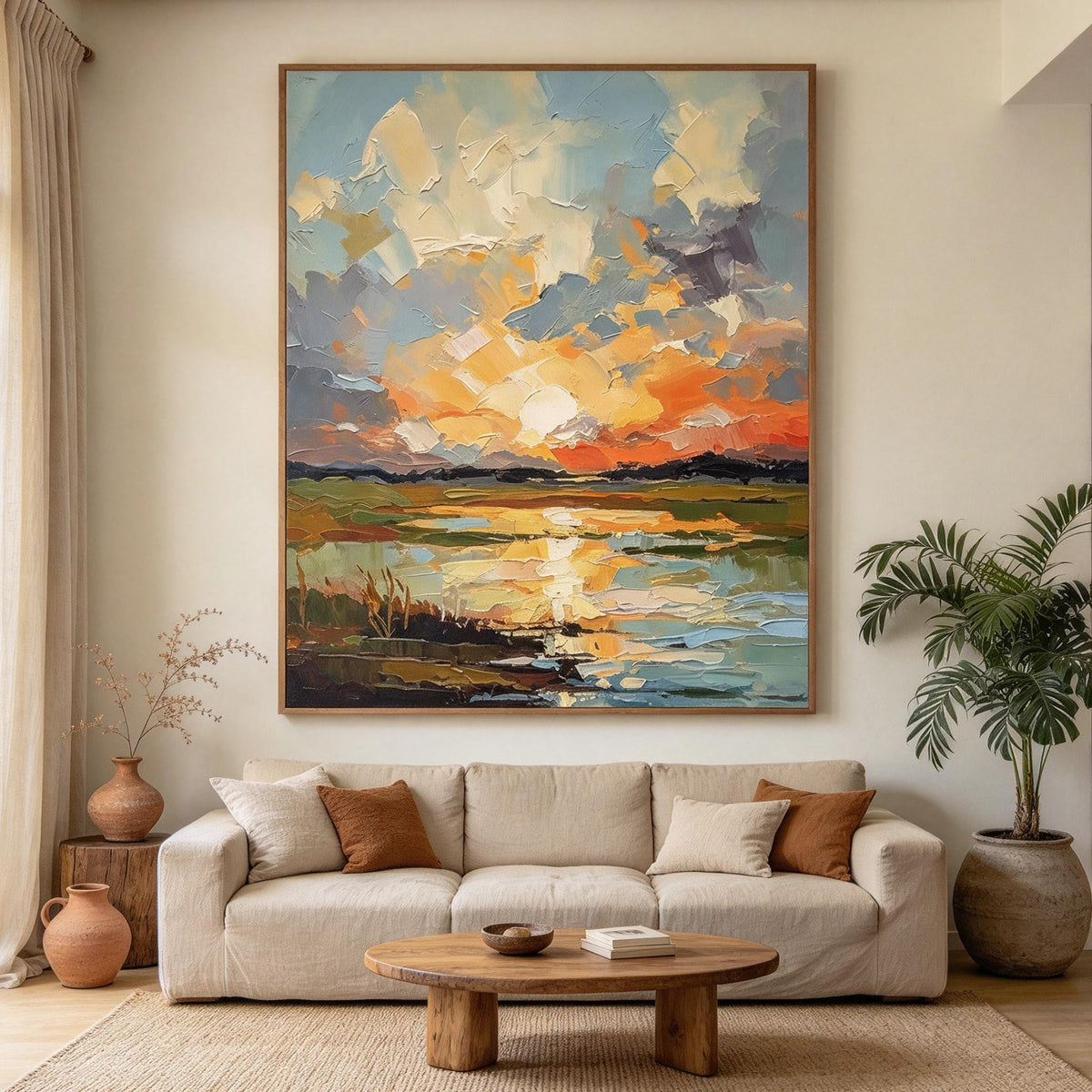 Sunset Lake Landscape Wall Art #LS063