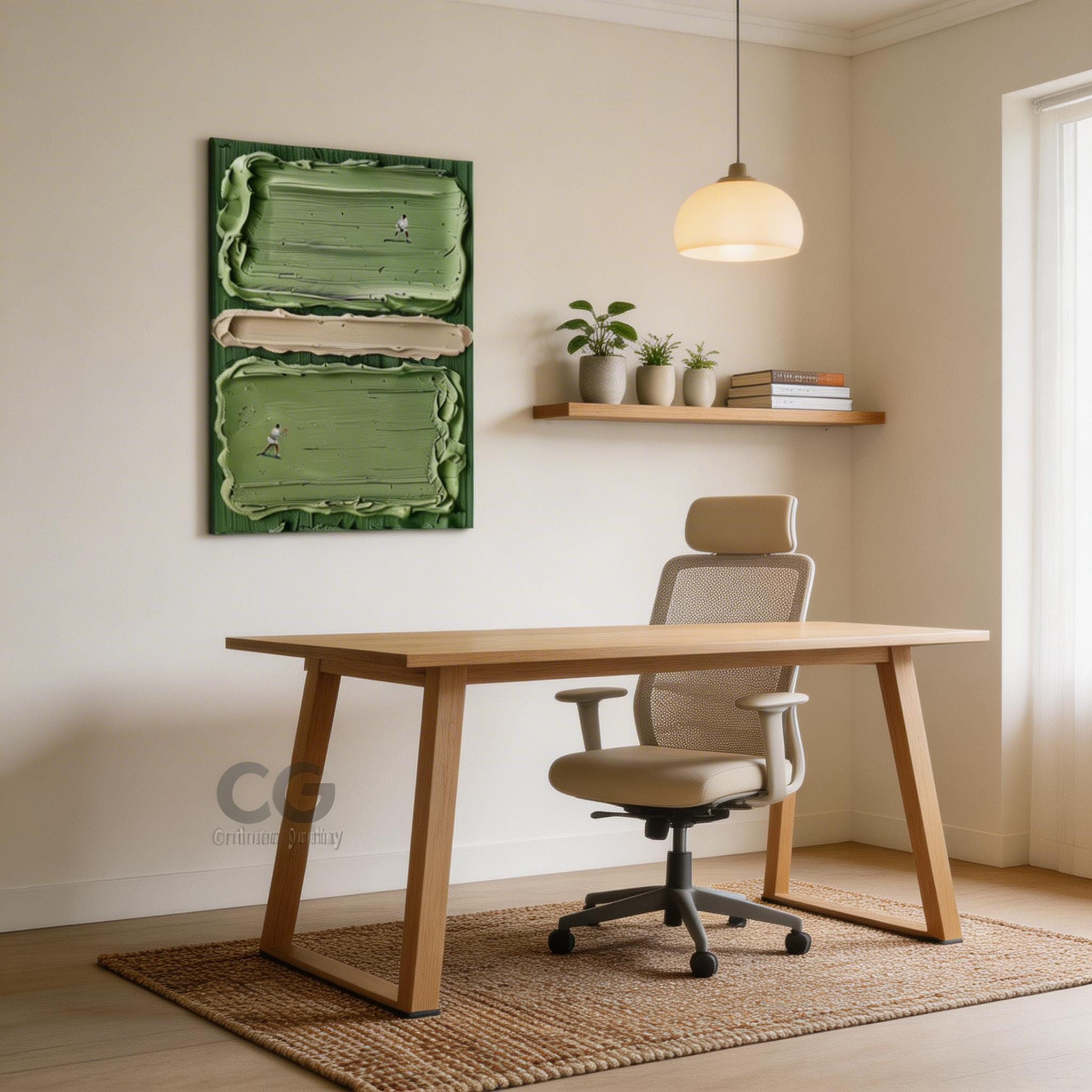 Vertical Textured Abstract Wall Art with Figures – Olive Green Canvas #CP021