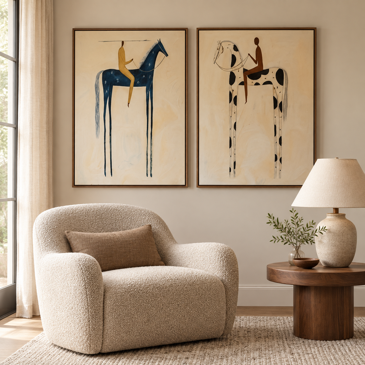 Starlit Rider – Whimsical Geometric Horse Painting #HA064
