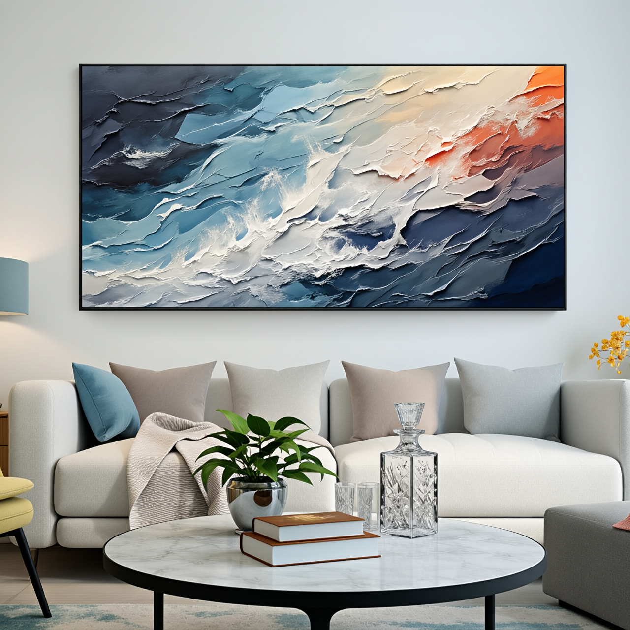 Blue Textured Minimalist Wall Art #BL003