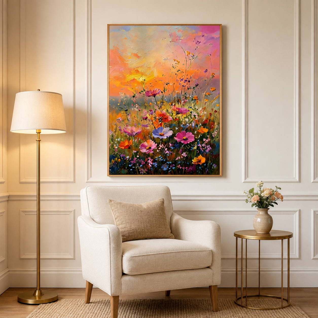 Sunset Wildflower Meadow Wall Art #FL045