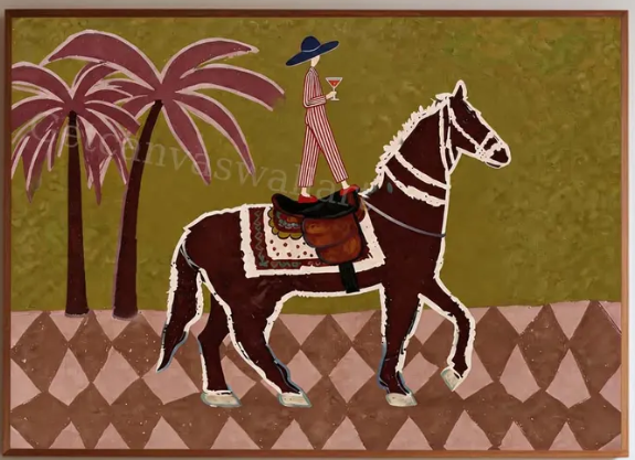 Modern Horse Rider Wall Art | Hand-Painted Oil Painting #HA053